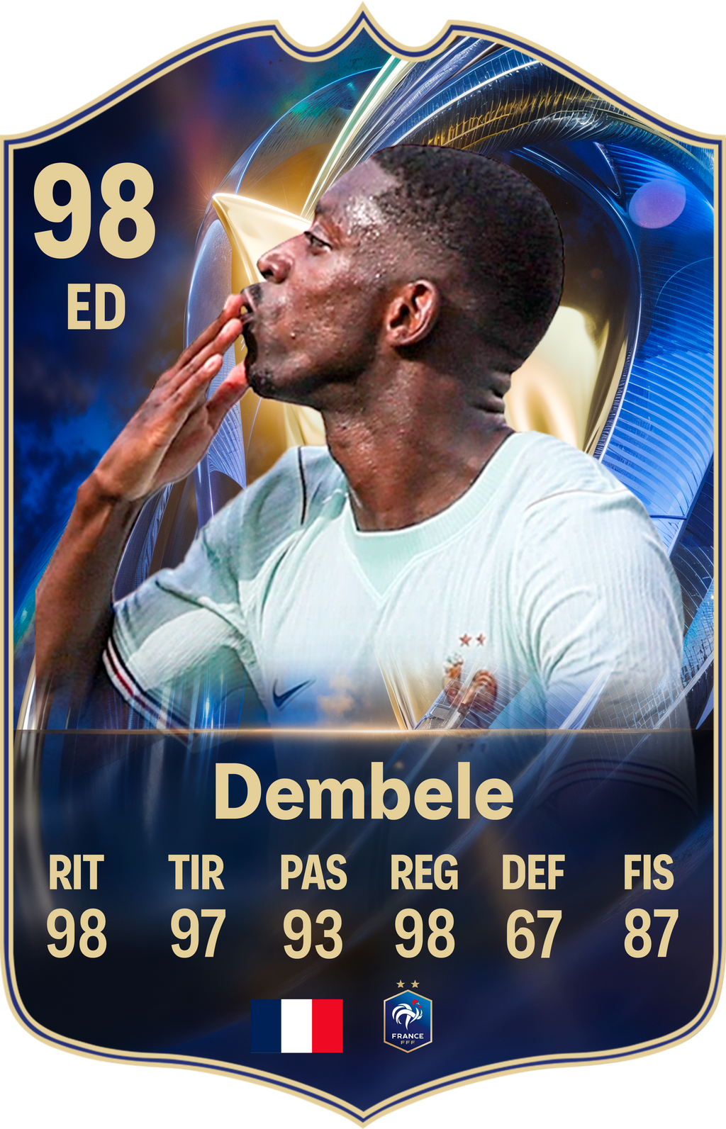 Arte de la carta coleccionable de Dembélé — Regalos de Fútbol