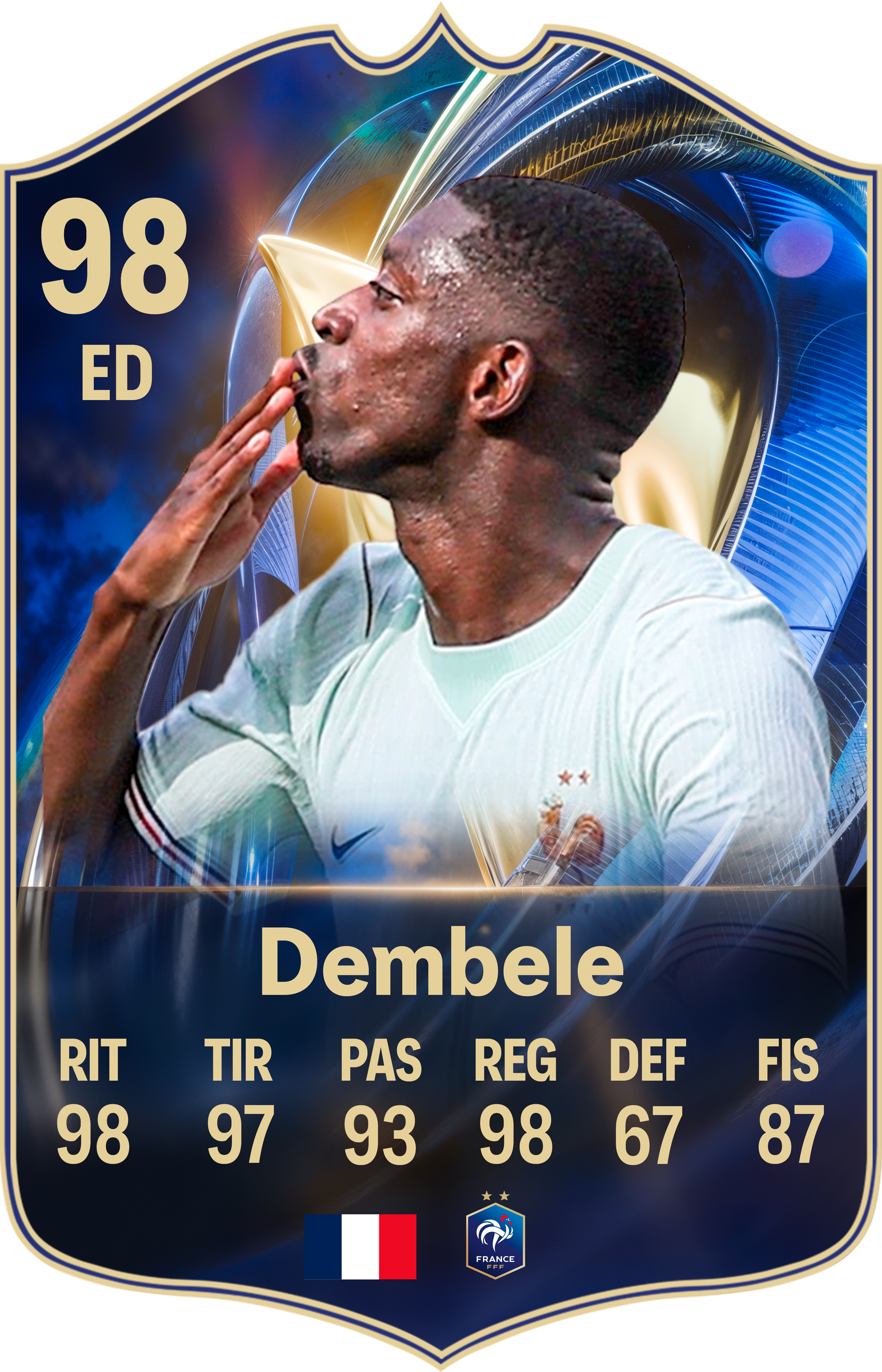 Arte de la carta coleccionable de Dembélé — Regalos de Fútbol