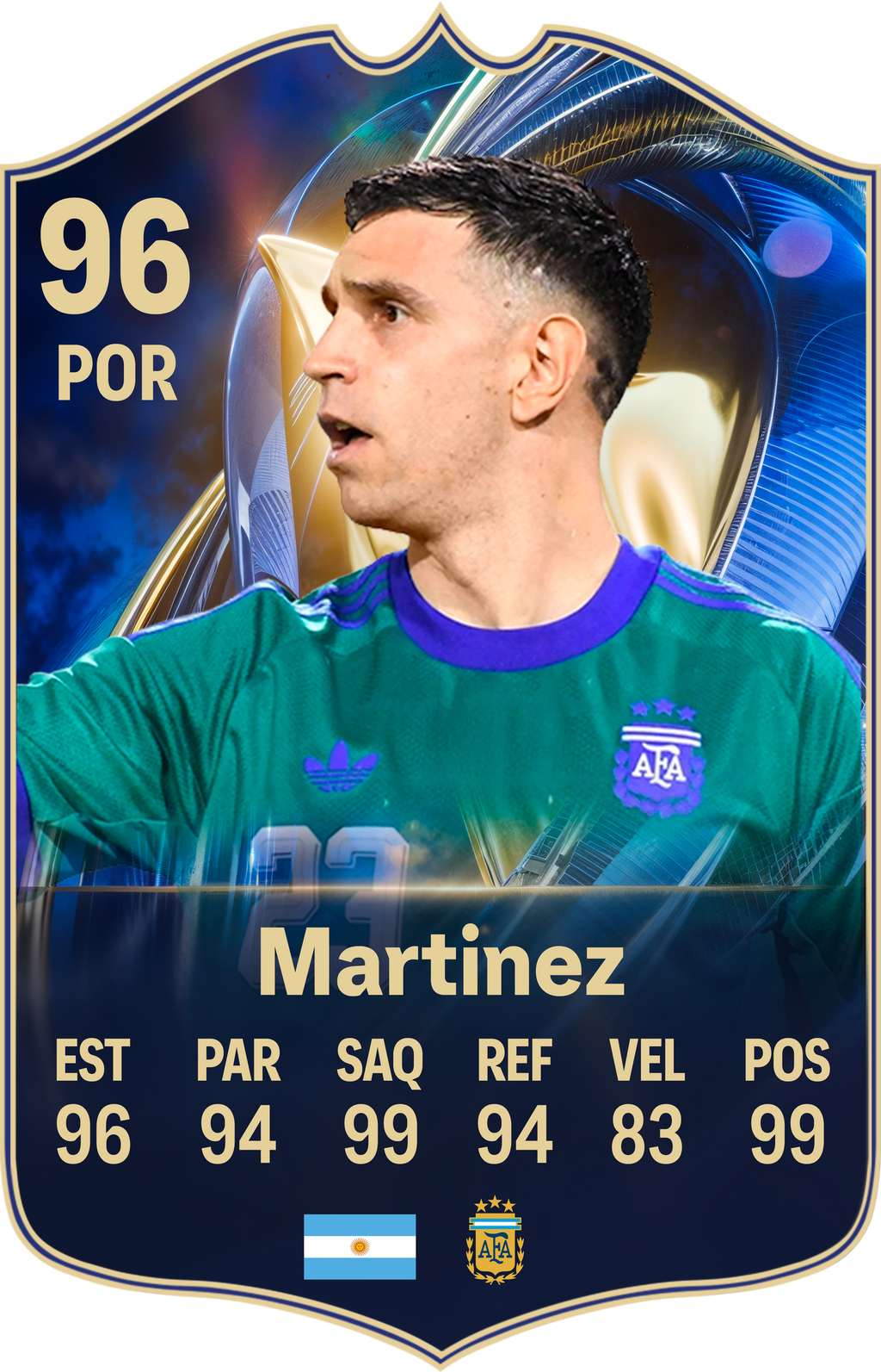 Arte de la carta coleccionable del Dibu Martínez — Regalos de Fútbol