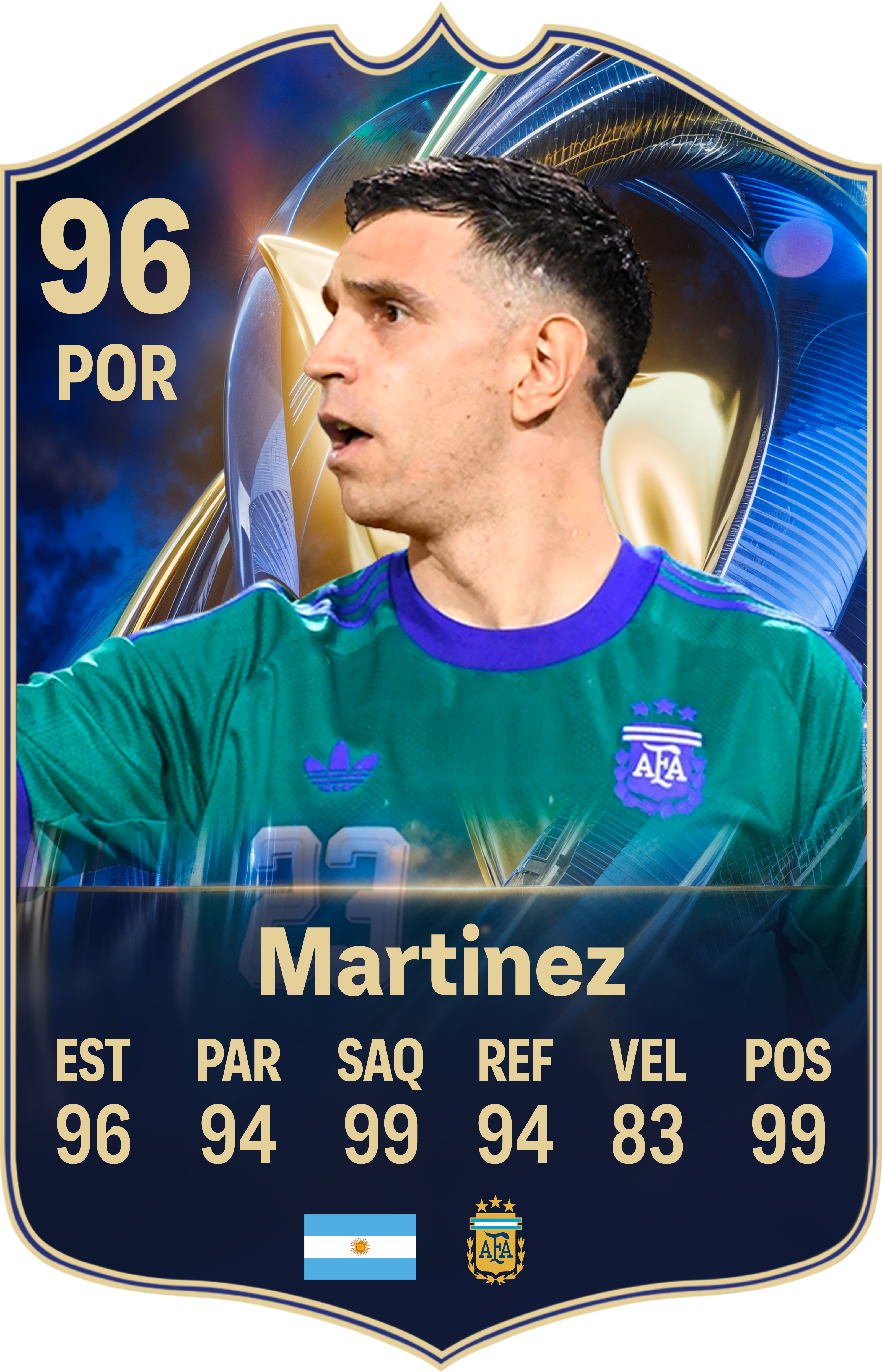 Arte de la carta coleccionable del Dibu Martínez — Regalos de Fútbol