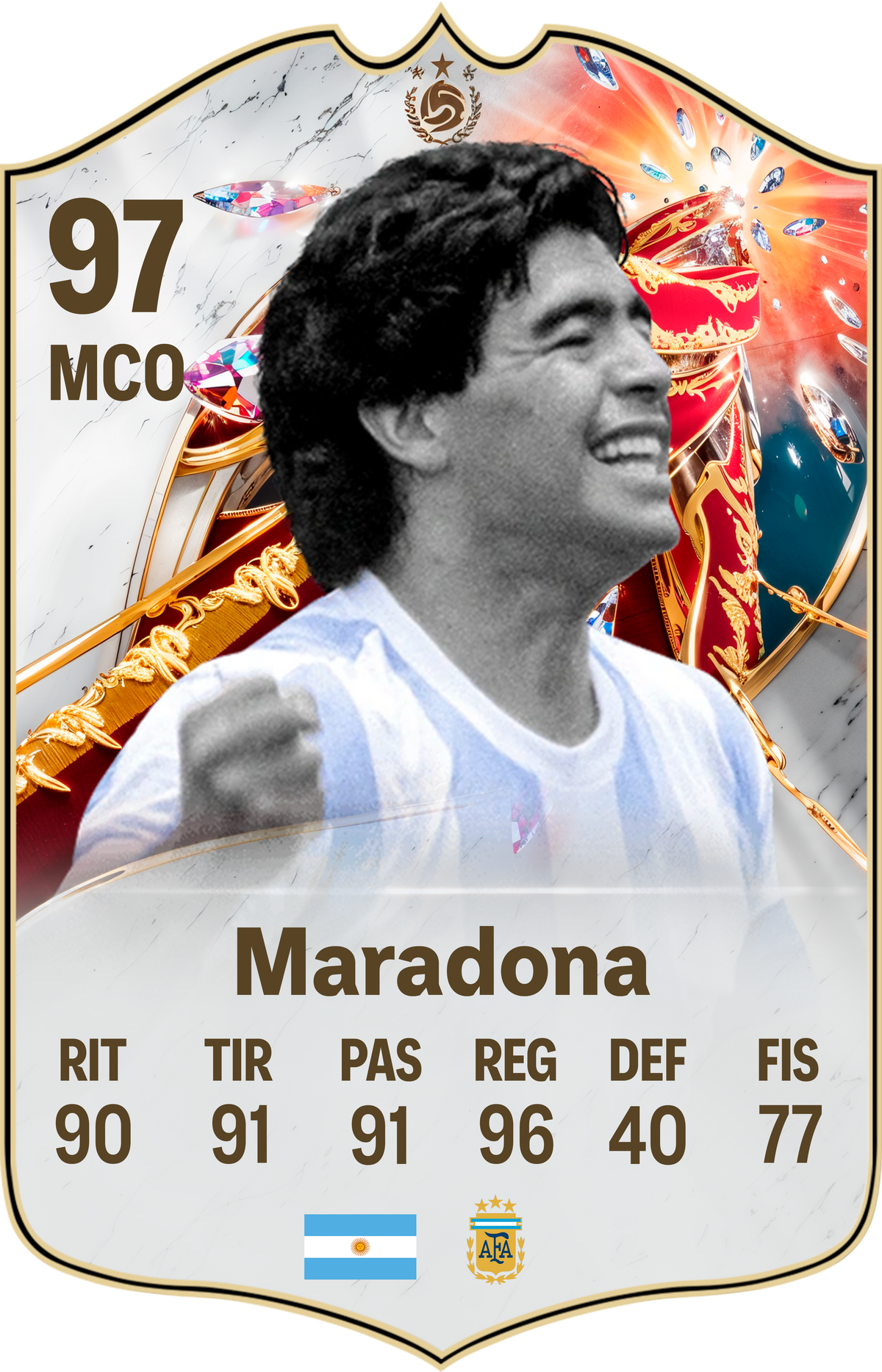 Arte de la carta coleccionable de Maradona — Regalos de Fútbol
