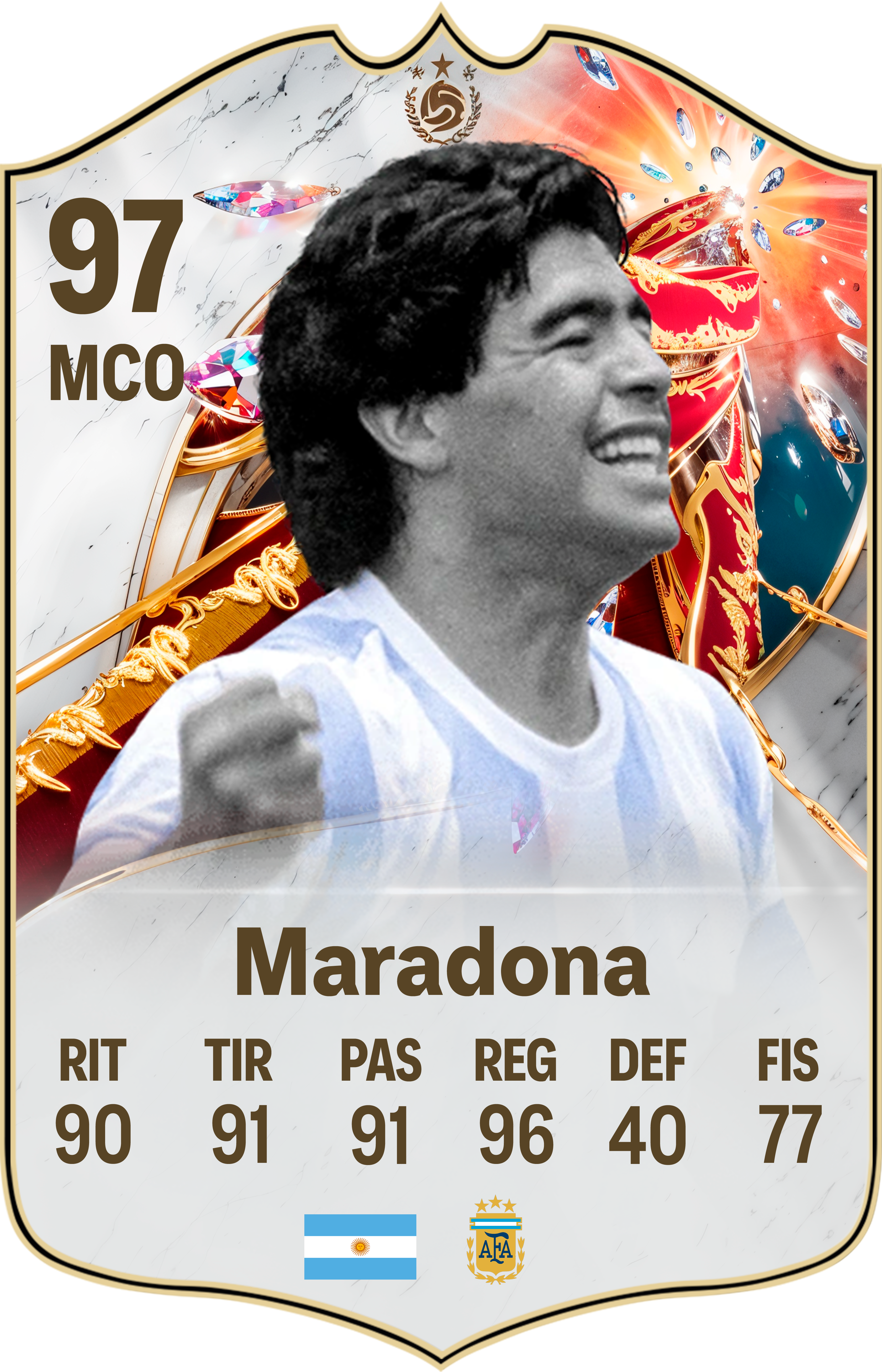 Arte de la carta coleccionable de Maradona — Regalos de Fútbol