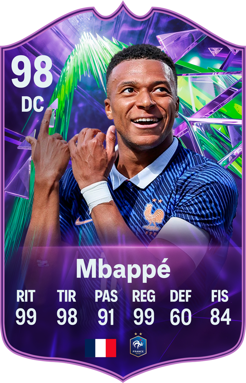 Carta coleccionable Kylian Mbappé en foamex 5 mm — Regalos de Fútbol