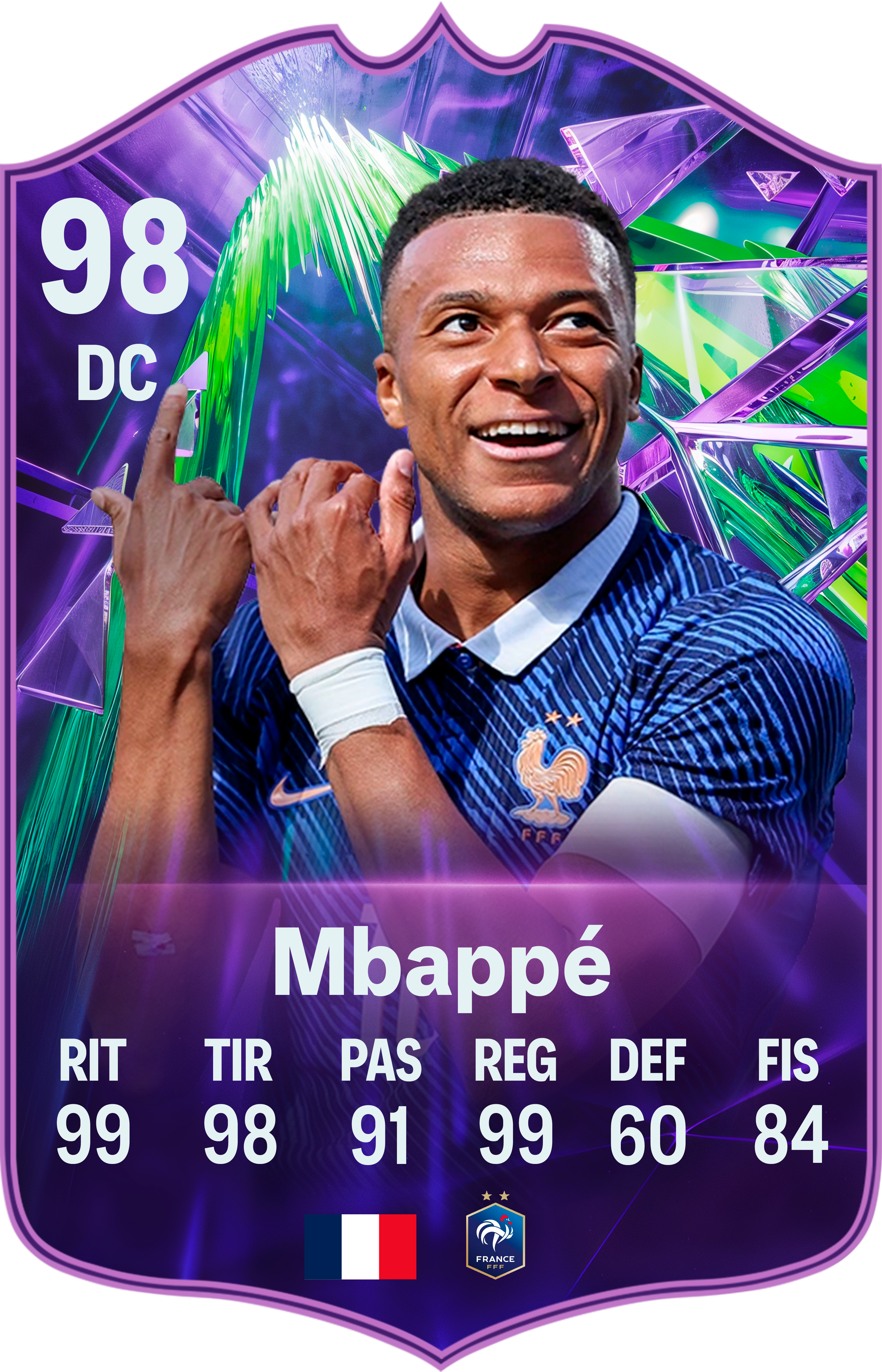 Carta coleccionable Kylian Mbappé en foamex 5 mm — Regalos de Fútbol
