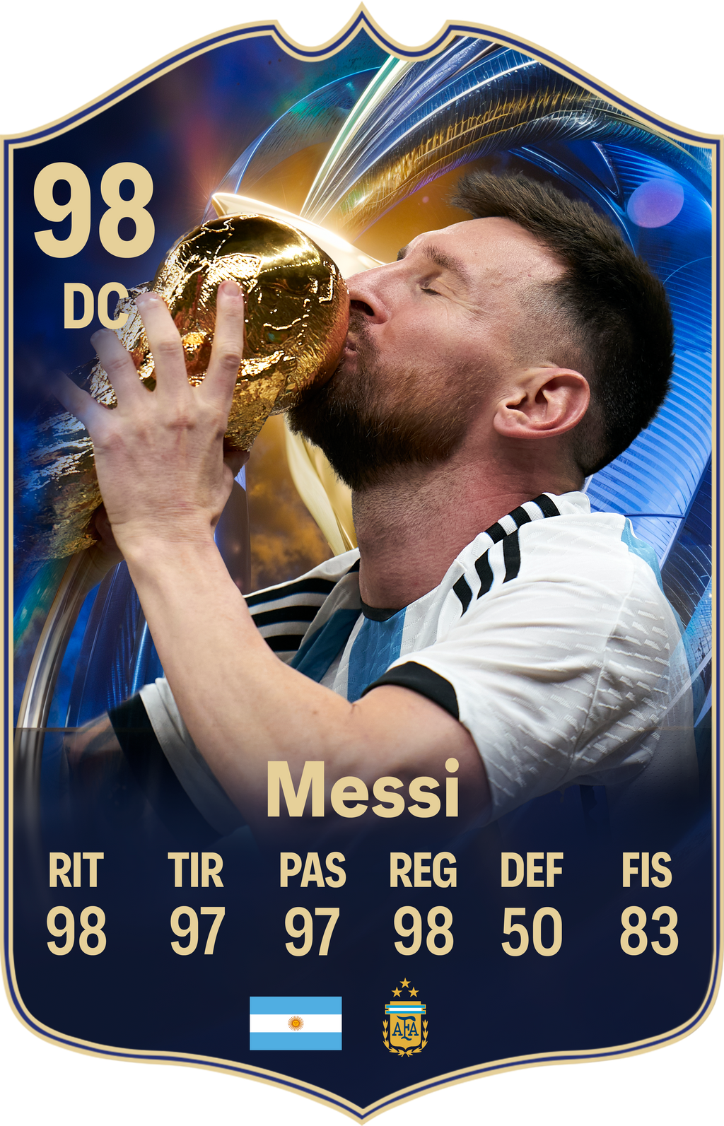 Arte de la carta coleccionable de Messi — Regalos de Fútbol