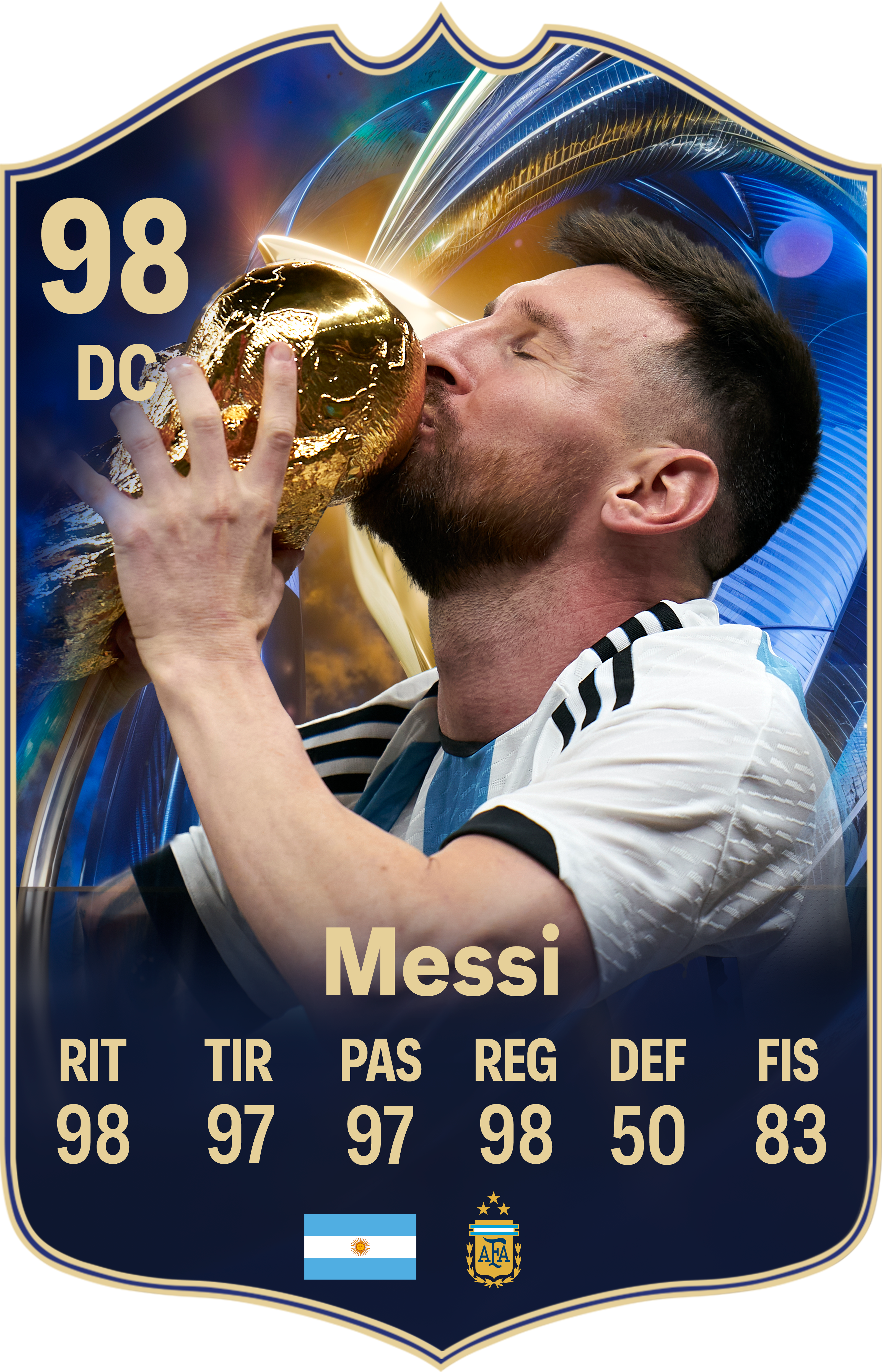 Arte de la carta coleccionable de Messi — Regalos de Fútbol