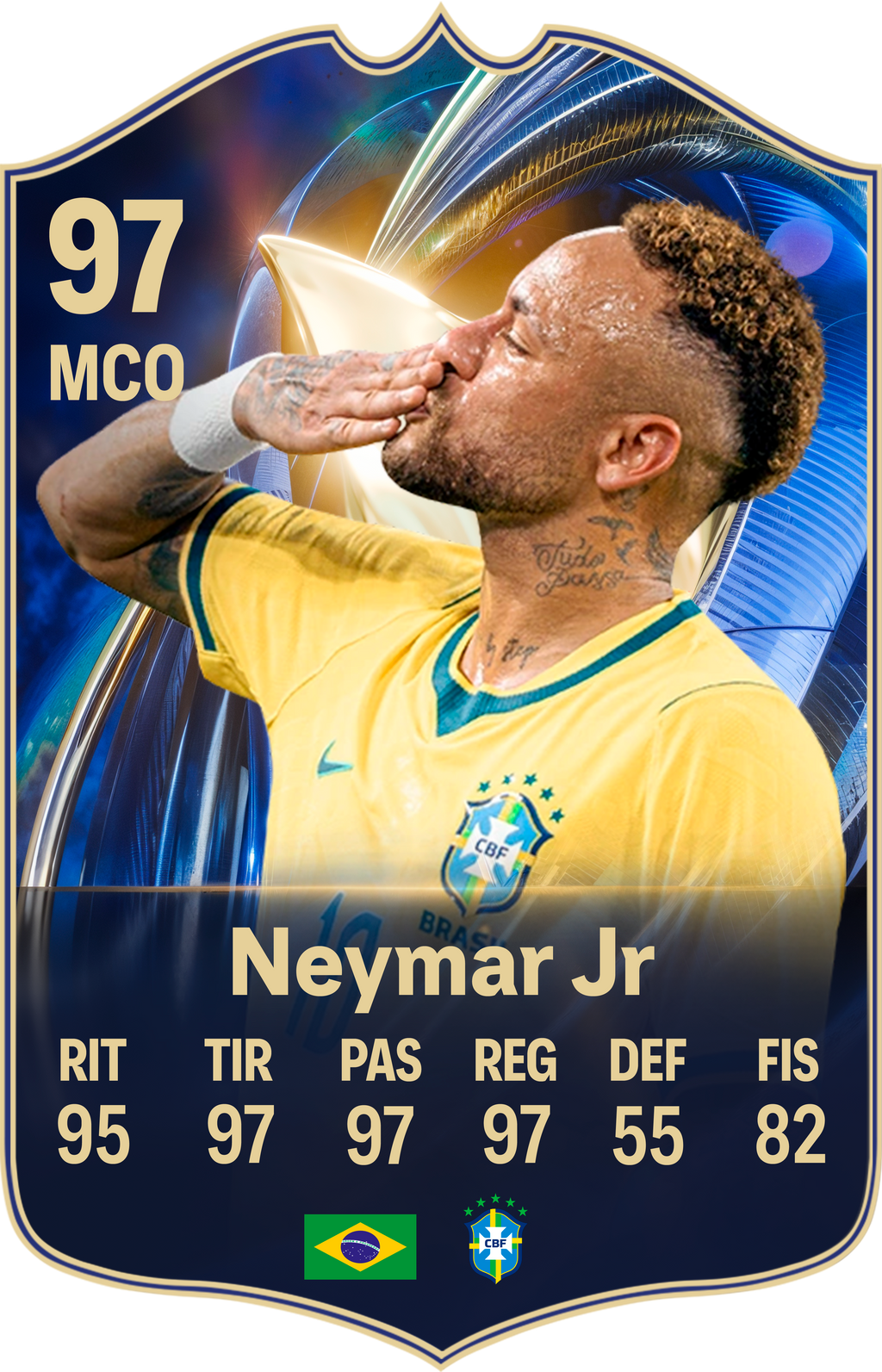 Arte de la carta coleccionable de Neymar Jr — Regalos de Fútbol