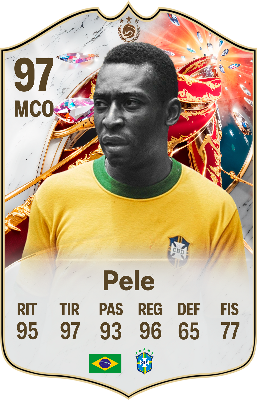 Arte de la carta coleccionable de Pelé — Regalos de Fútbol