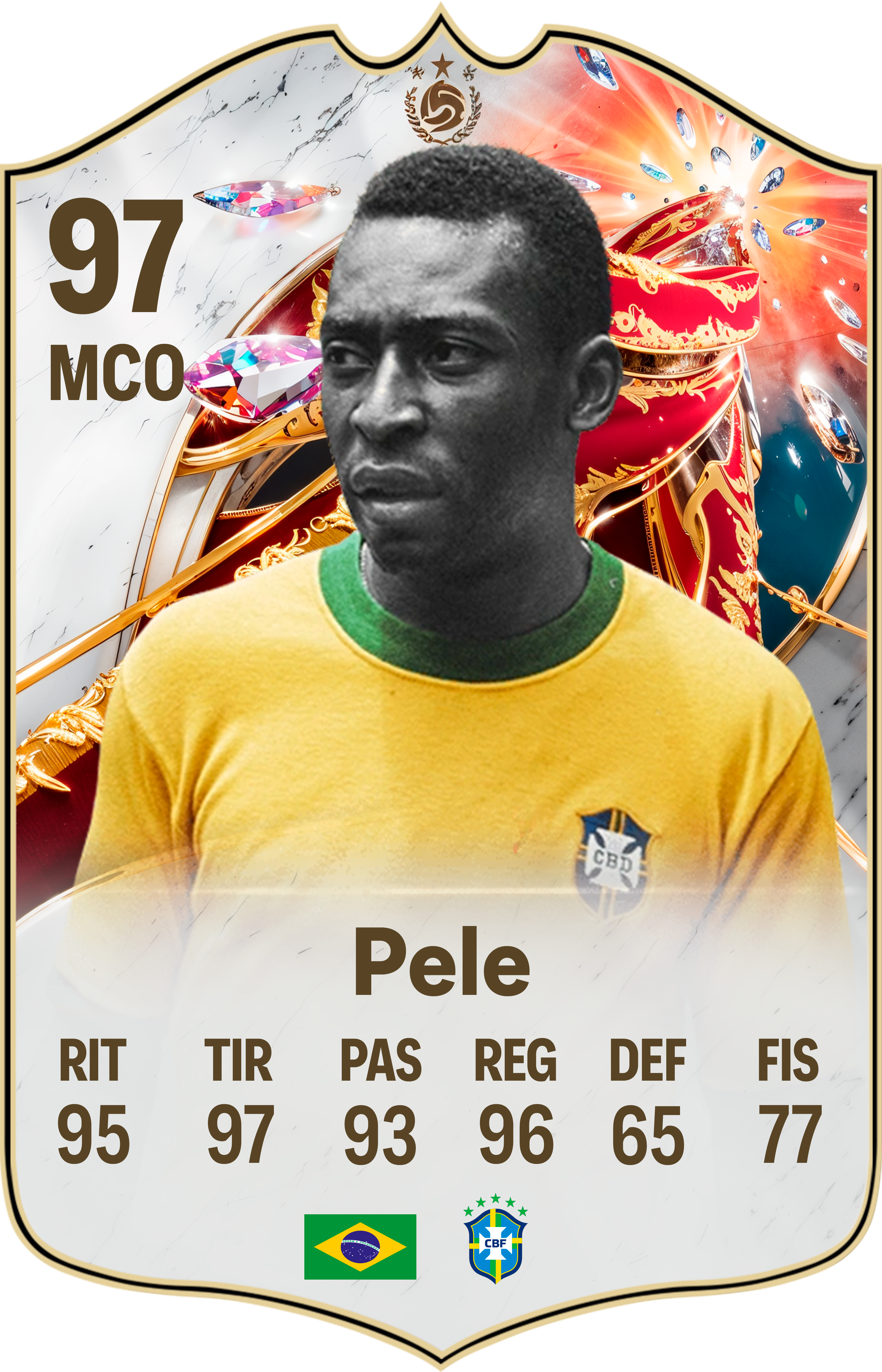 Arte de la carta coleccionable de Pelé — Regalos de Fútbol