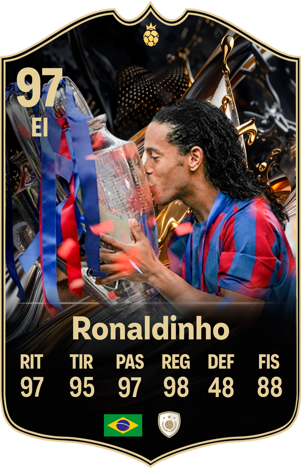 Arte de la carta coleccionable de Ronaldinho — Regalos de Fútbol