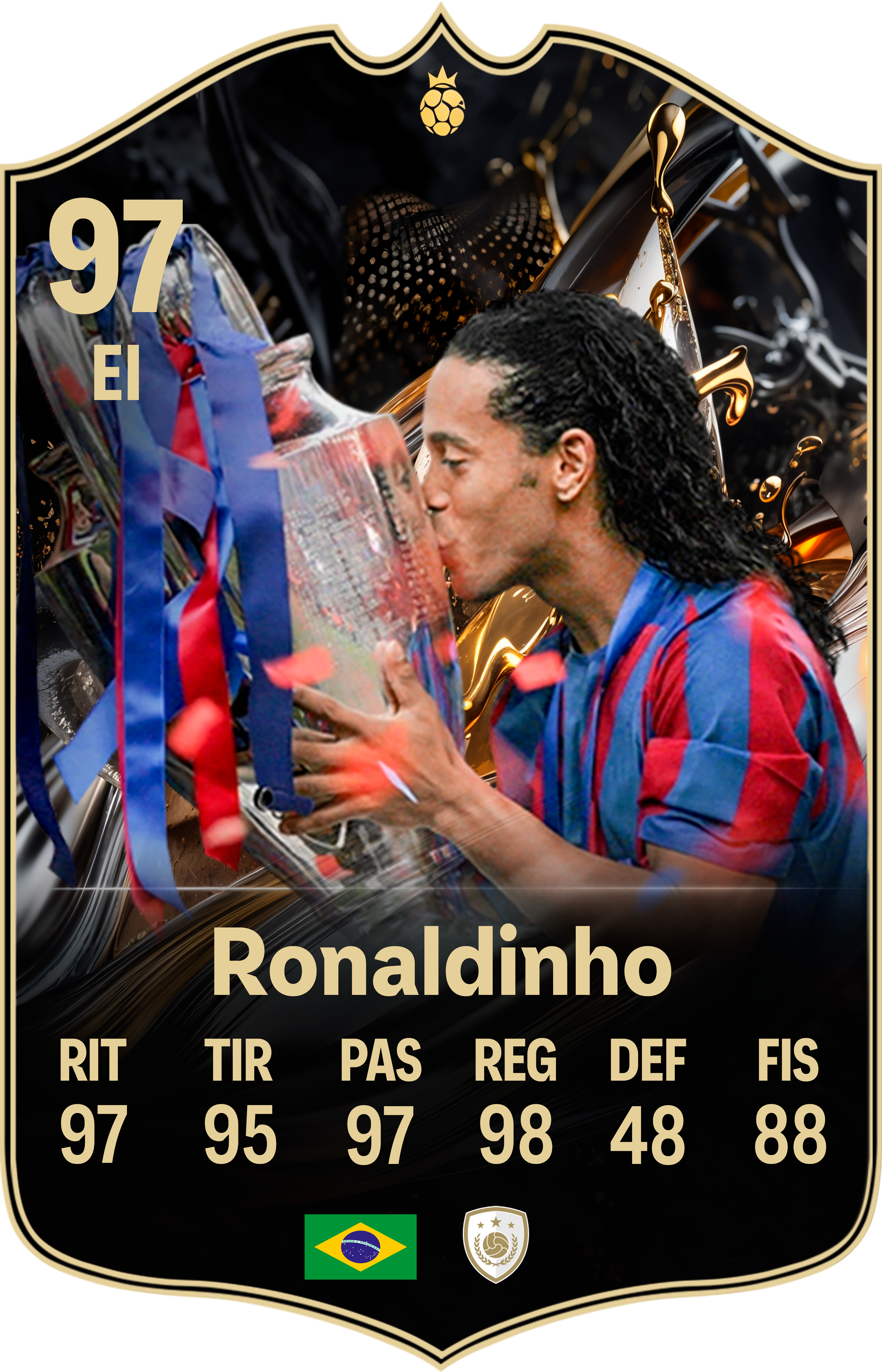 Arte de la carta coleccionable de Ronaldinho — Regalos de Fútbol