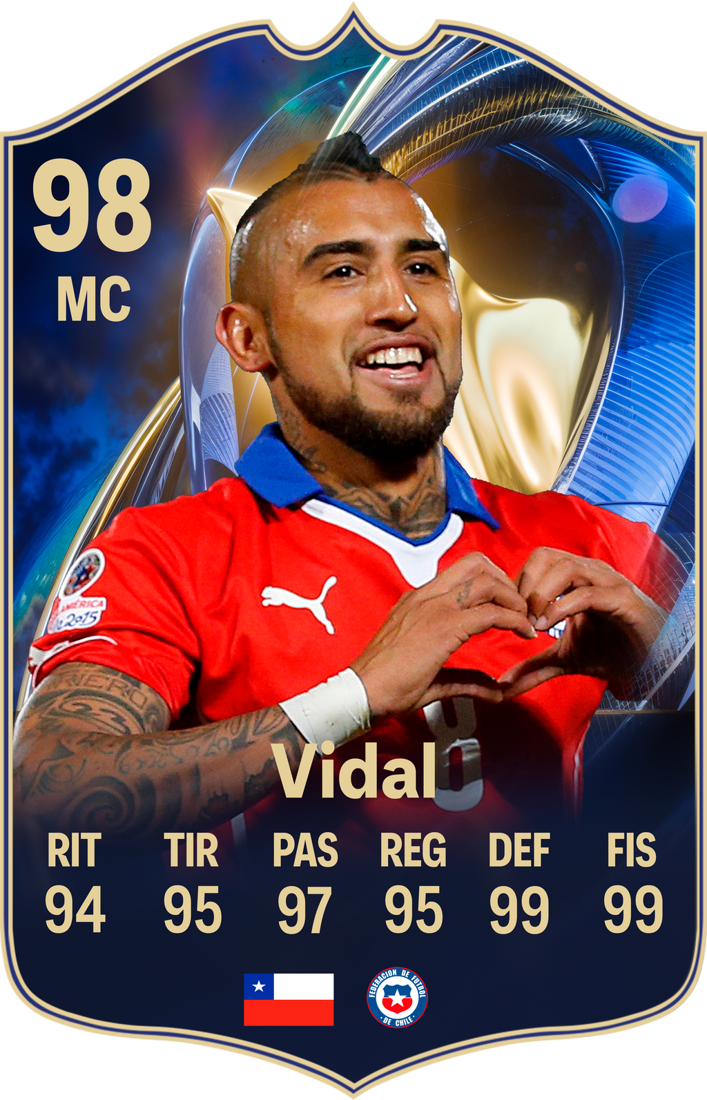Carta coleccionable Arturo Vidal en foamex 5 mm — Regalos de Fútbol