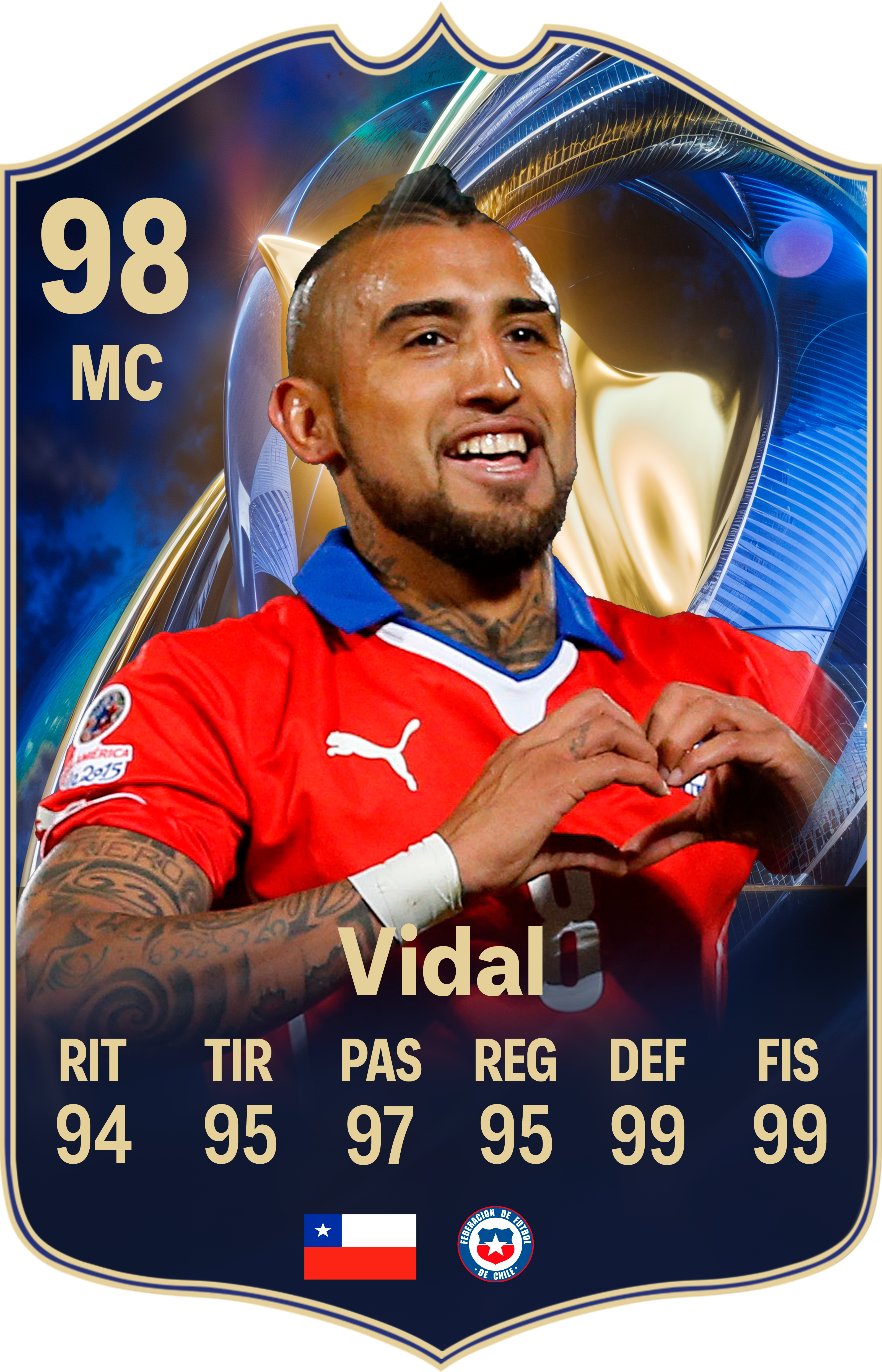 Carta coleccionable Arturo Vidal en foamex 5 mm — Regalos de Fútbol