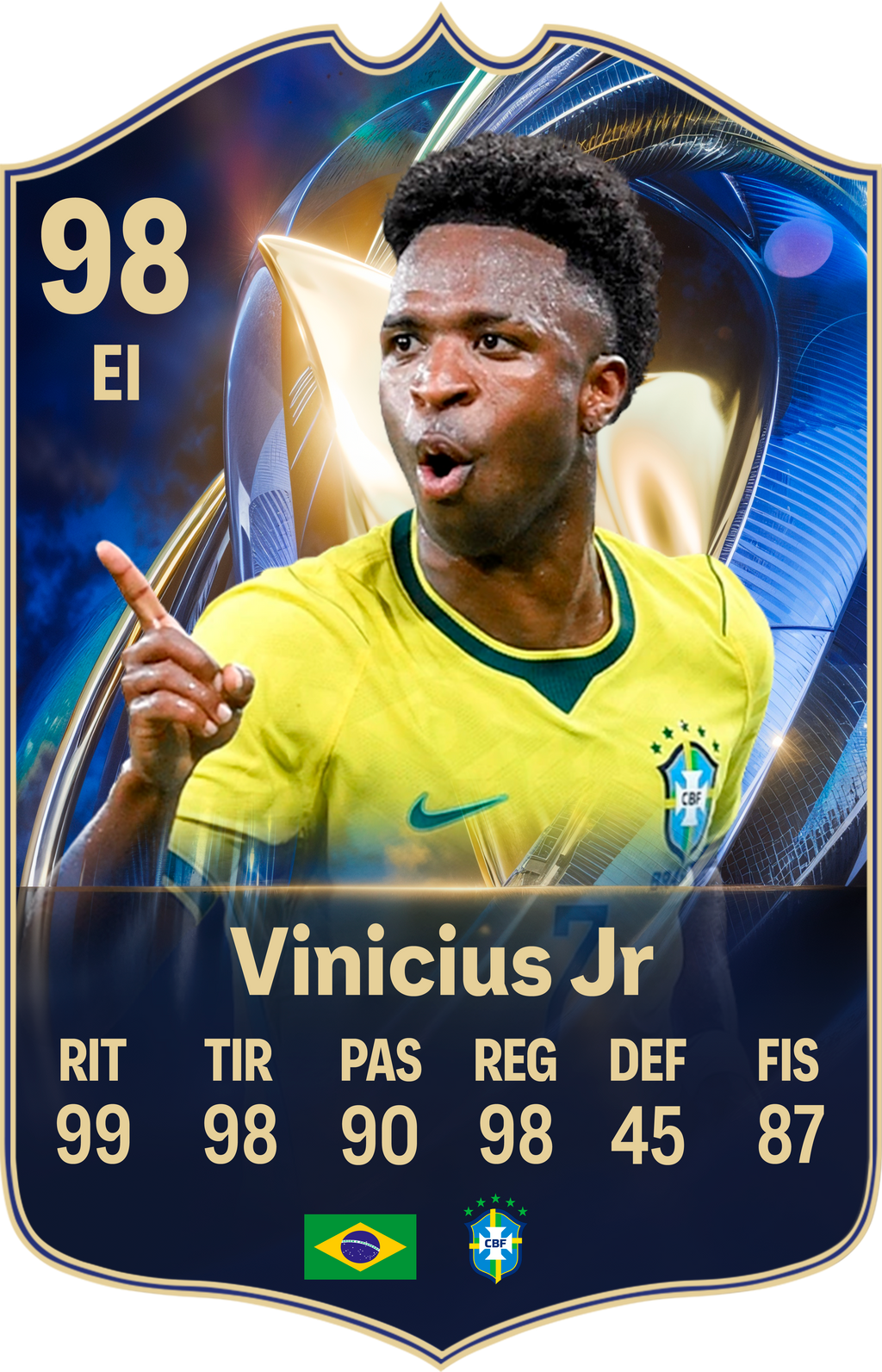 Arte de la carta coleccionable de Vinicius Jr — Regalos de Fútbol