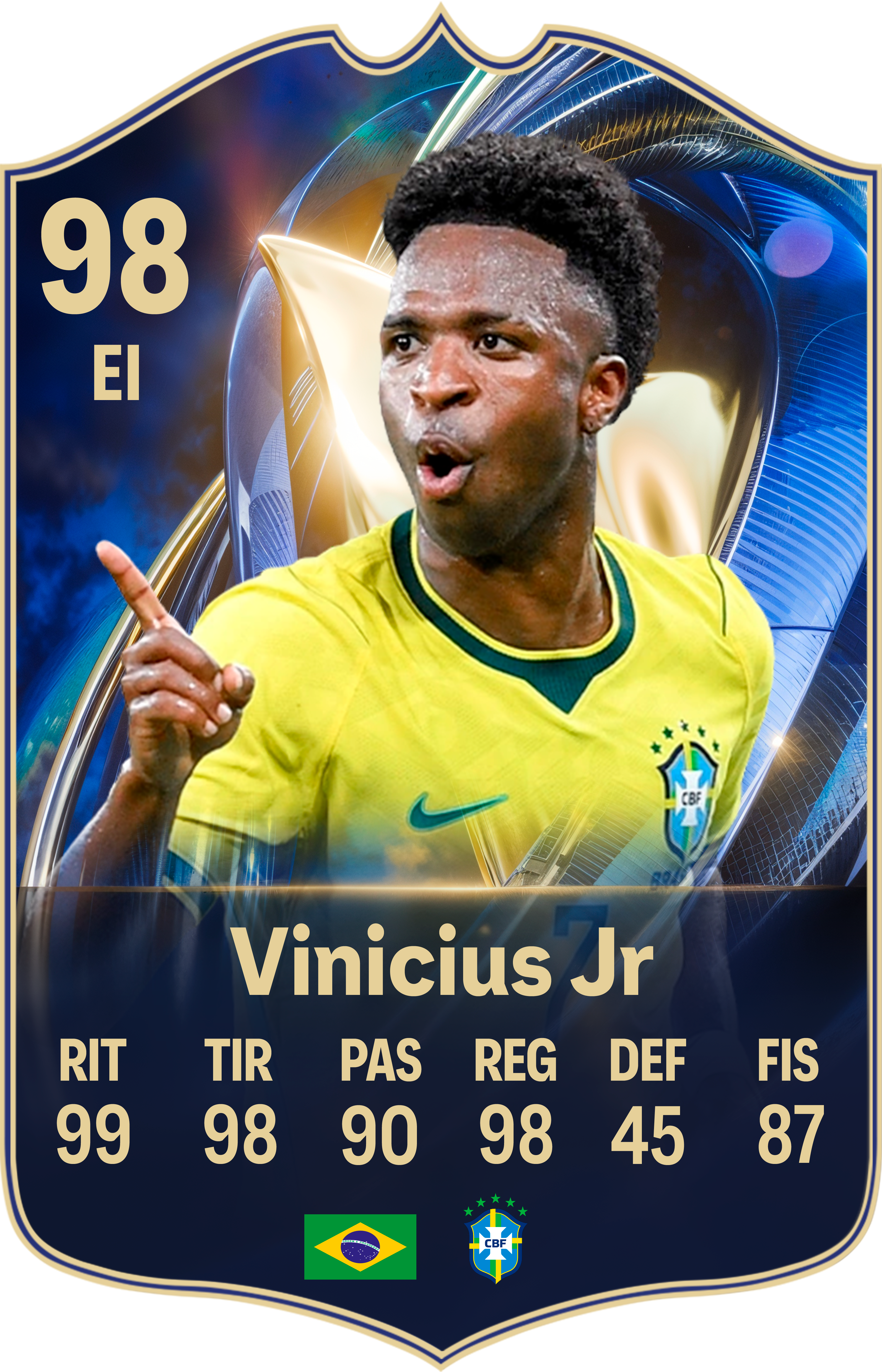 Arte de la carta coleccionable de Vinicius Jr — Regalos de Fútbol
