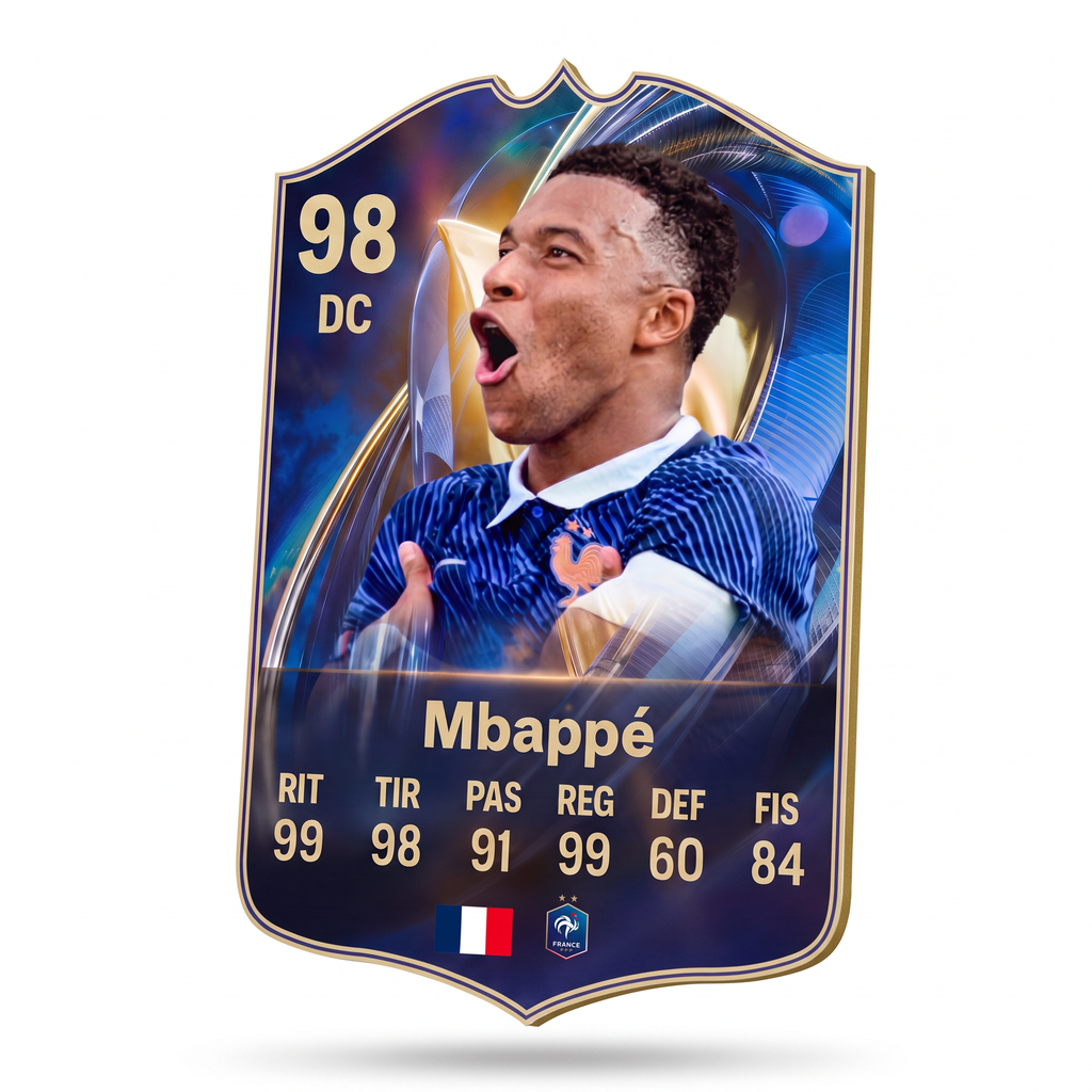 Diseño 5 — carta 3D de Mbappé en foamex — Regalos de Fútbol