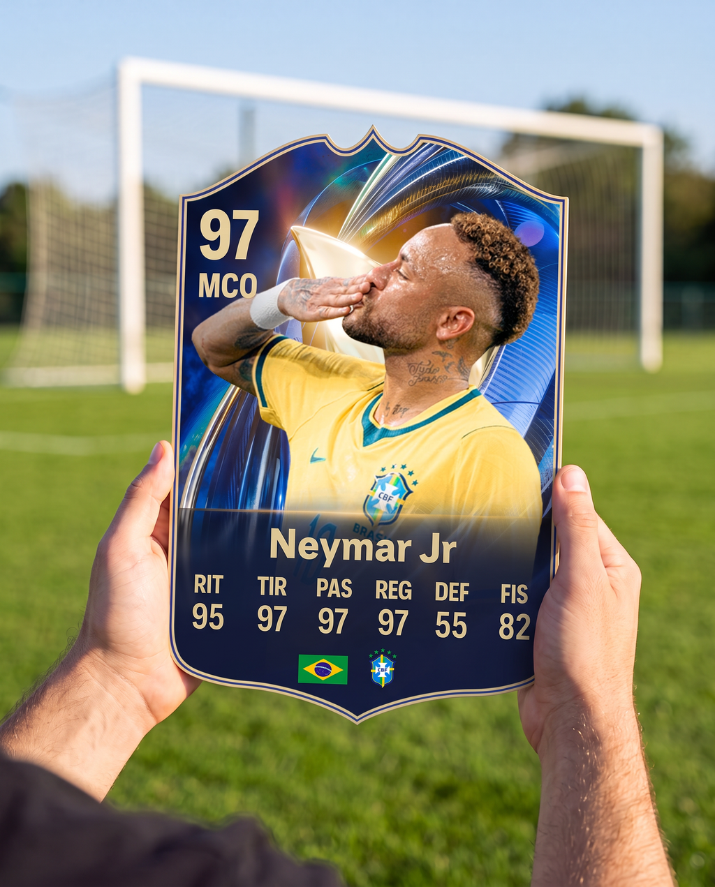 Carta coleccionable de Neymar Jr en la cancha — Regalos de Fútbol