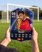 Carta coleccionable de Rodri en la cancha — Regalos de Fútbol