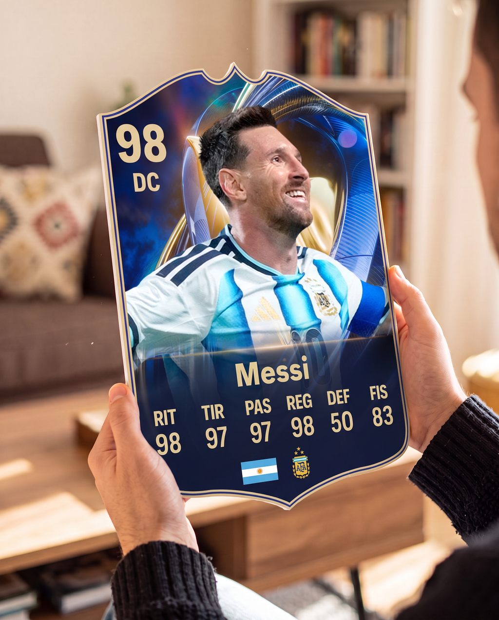 Diseño 3 — carta de Messi en las manos — Regalos de Fútbol