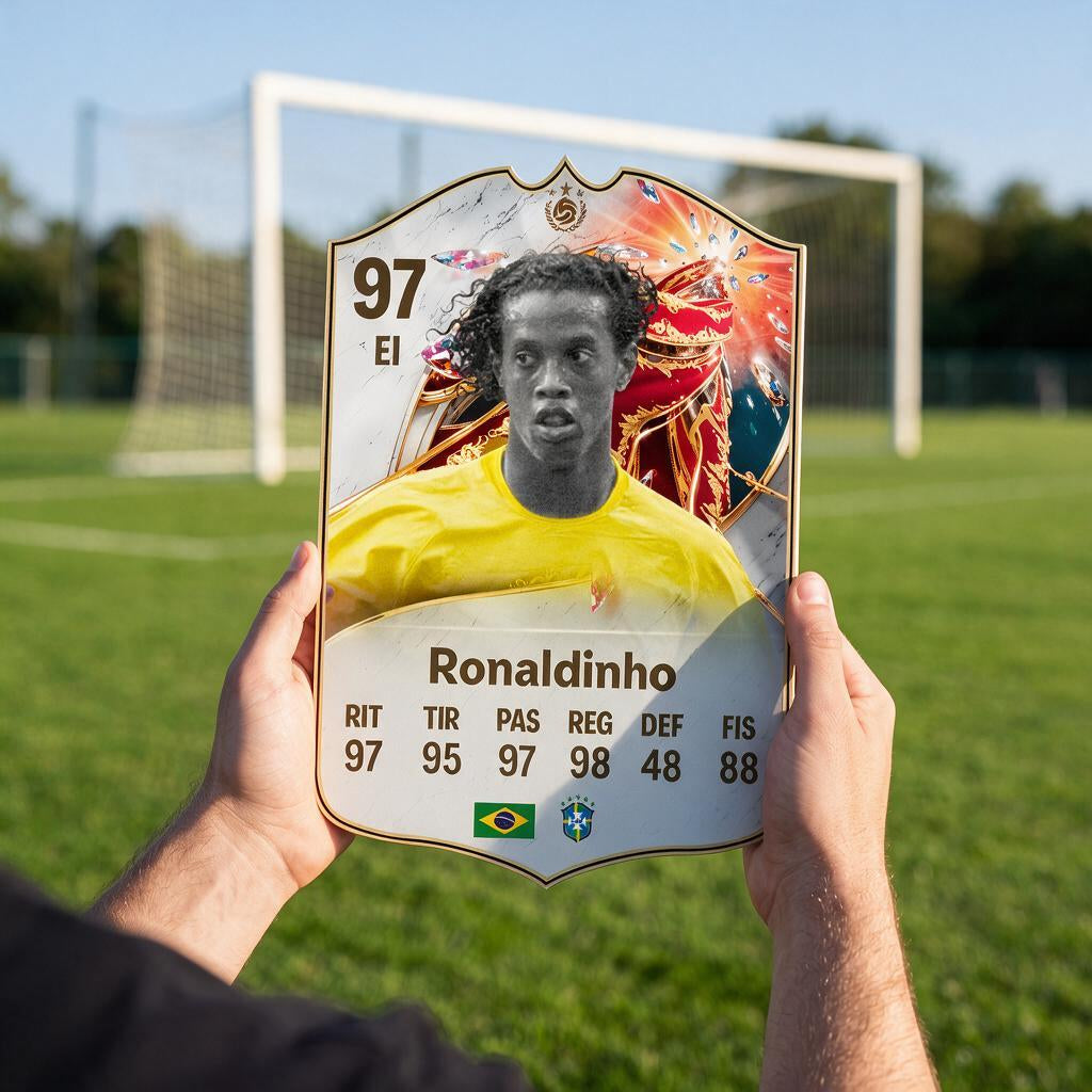 Diseño 2 — carta de Ronaldinho en la cancha — Regalos de Fútbol