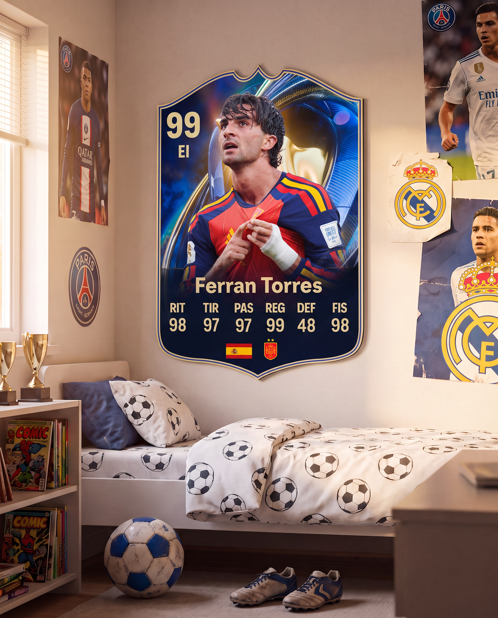 Diseño 3 — carta de Ferran Torres en la pared — Regalos de Fútbol