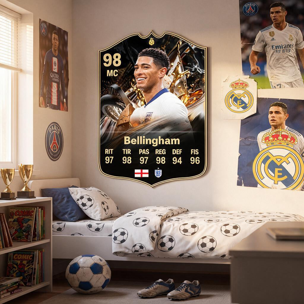 Diseño 5 — carta de Bellingham en la pared — Regalos de Fútbol