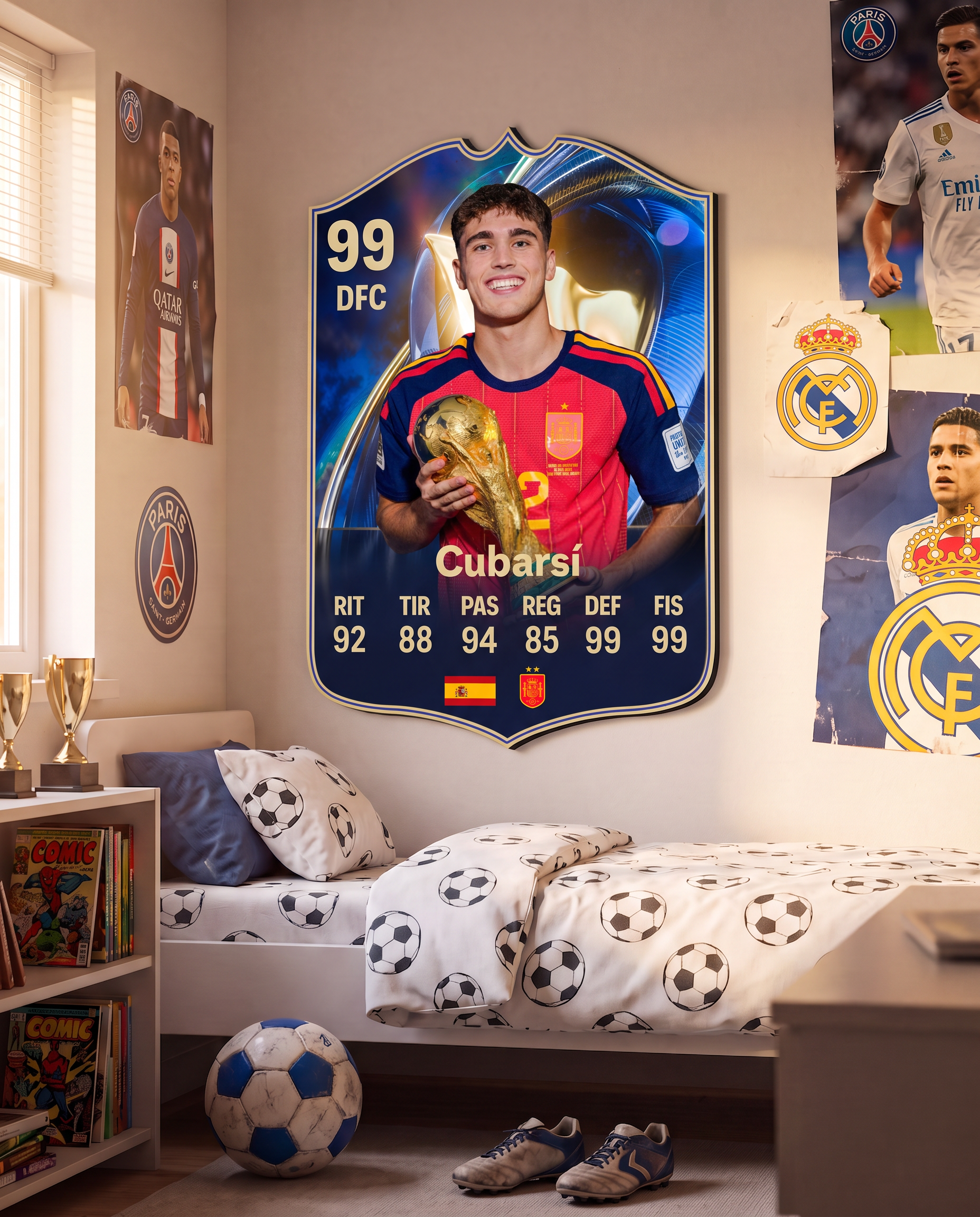 Carta de Cubarsí colgada en la pared de la pieza — Regalos de Fútbol