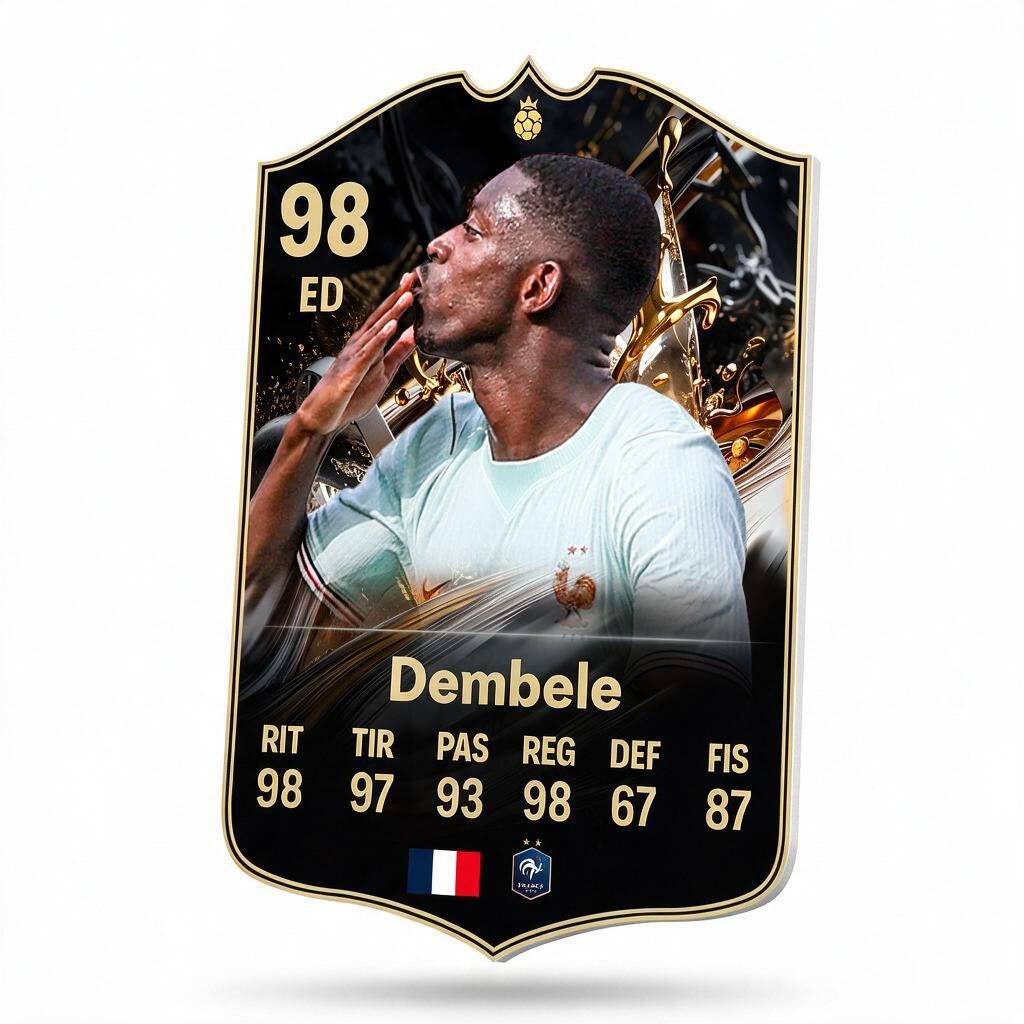 Diseño 2 — carta 3D de Dembélé en foamex — Regalos de Fútbol