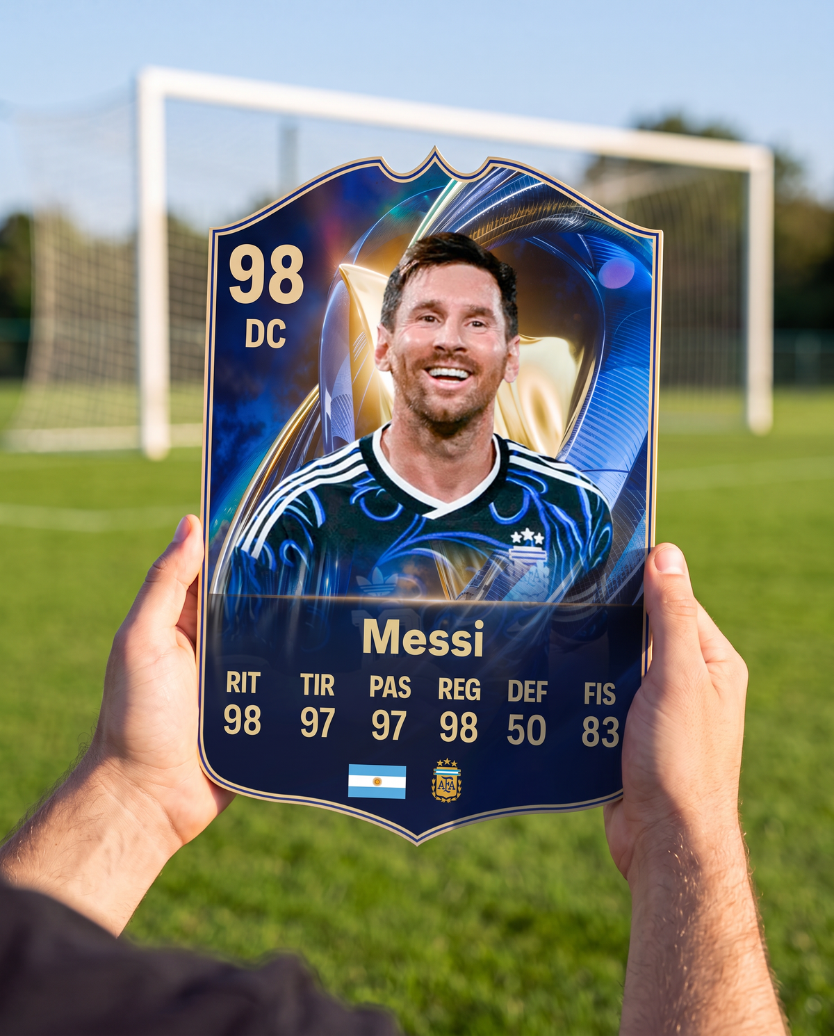 Diseño 6 — carta de Messi en la cancha — Regalos de Fútbol