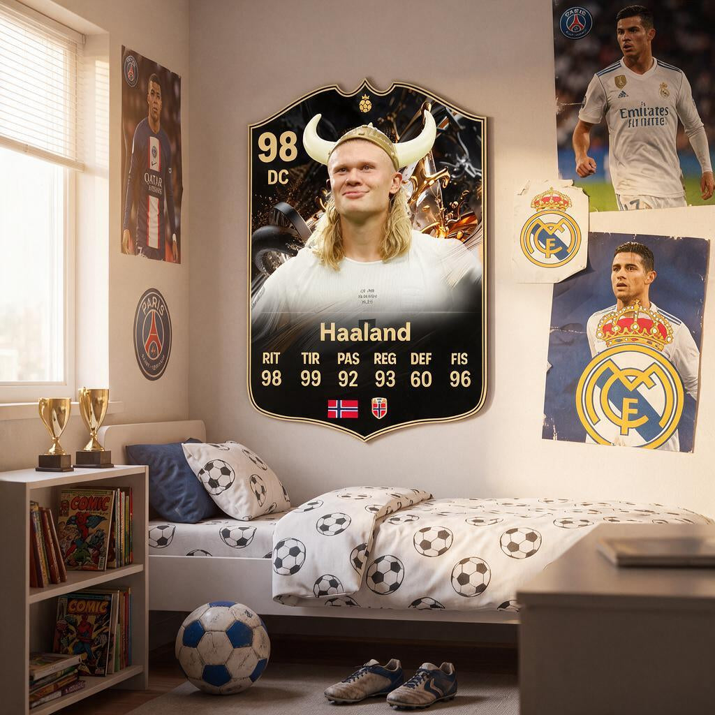 Diseño 5 — carta de Haaland en la pared — Regalos de Fútbol
