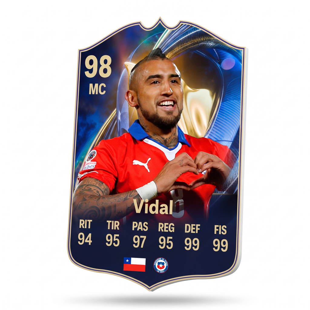Carta coleccionable 3D de Arturo Vidal en foamex 5 mm — Regalos de Fútbol