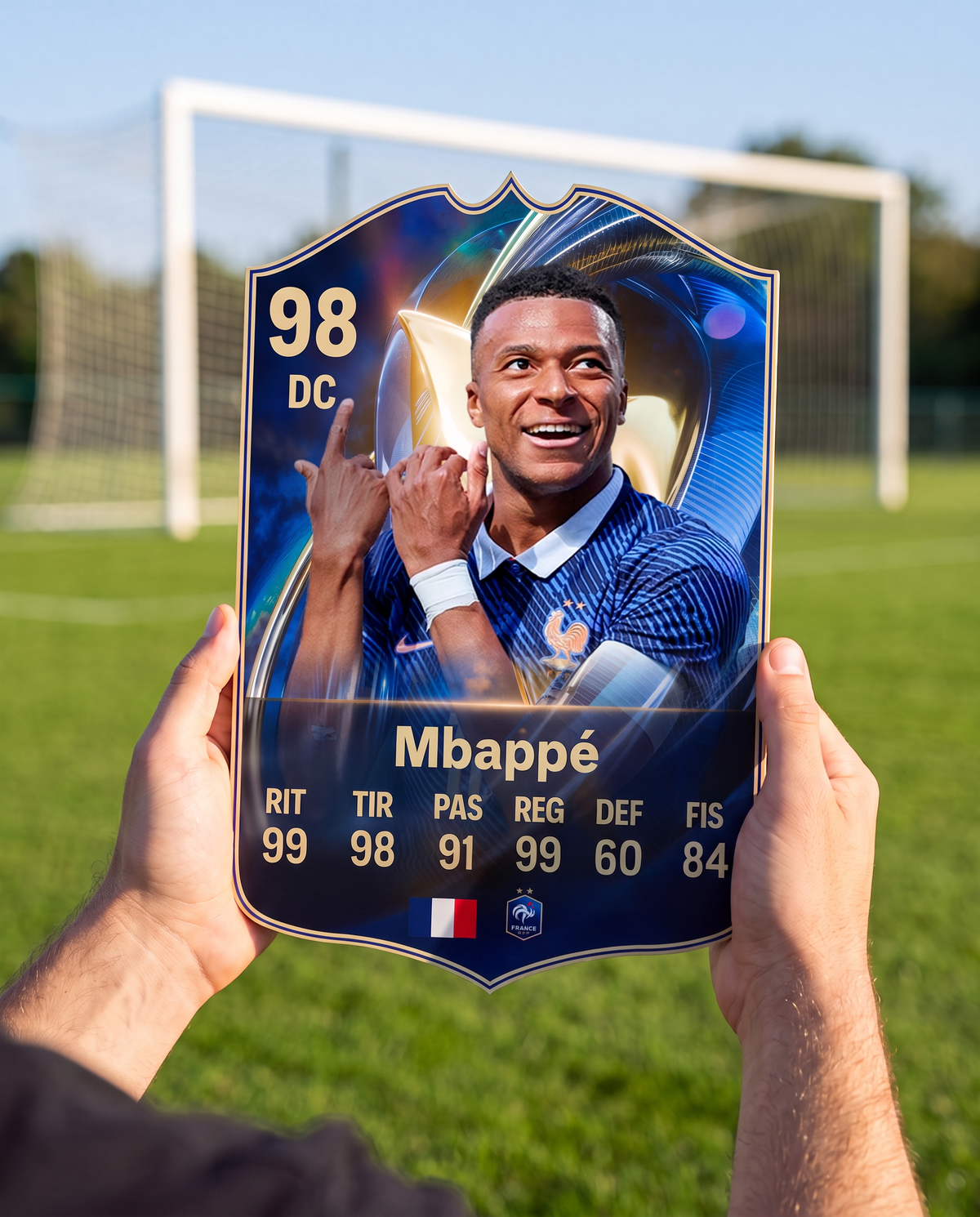 Diseño 6 — carta de Mbappé en la cancha — Regalos de Fútbol