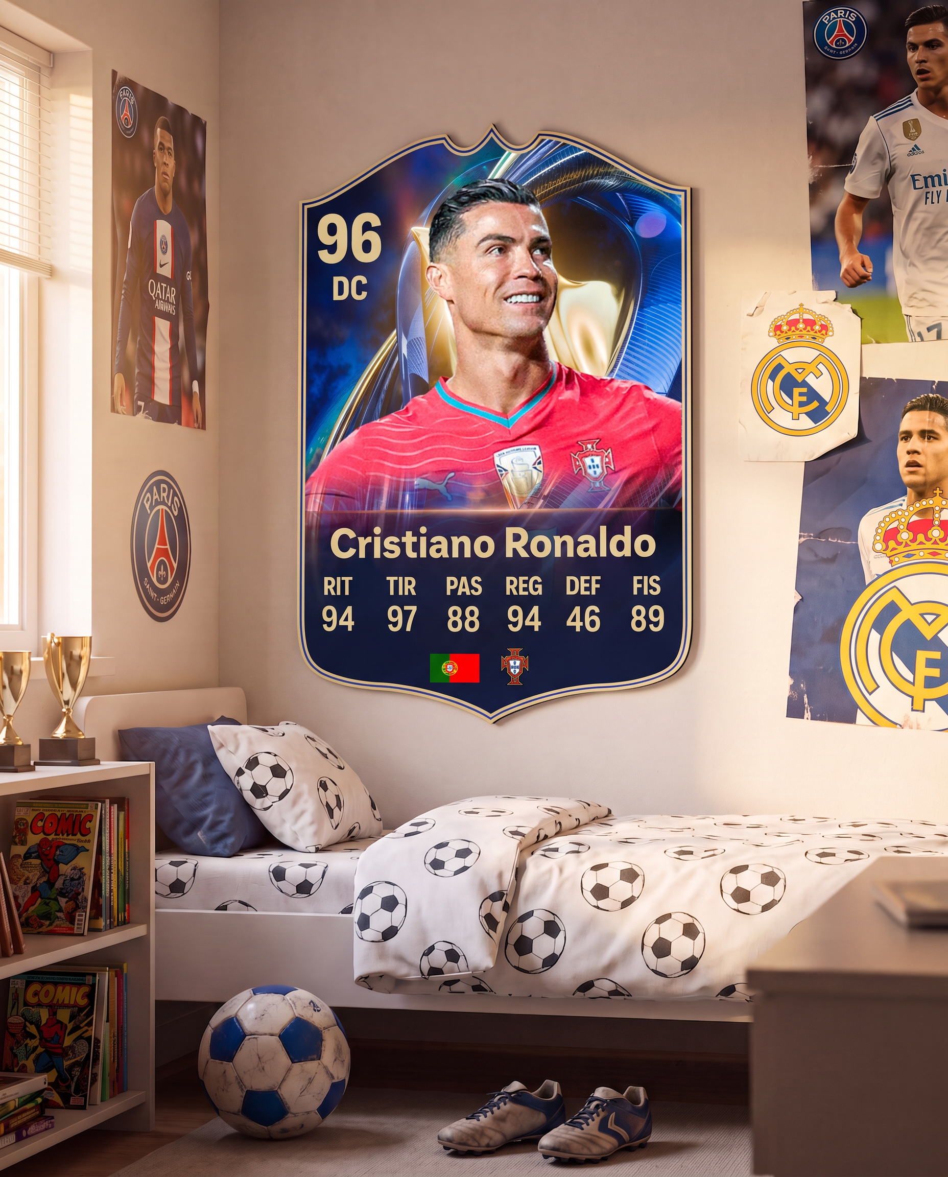 Carta de Cristiano Ronaldo colgada en la pared de la pieza — Regalos de Fútbol