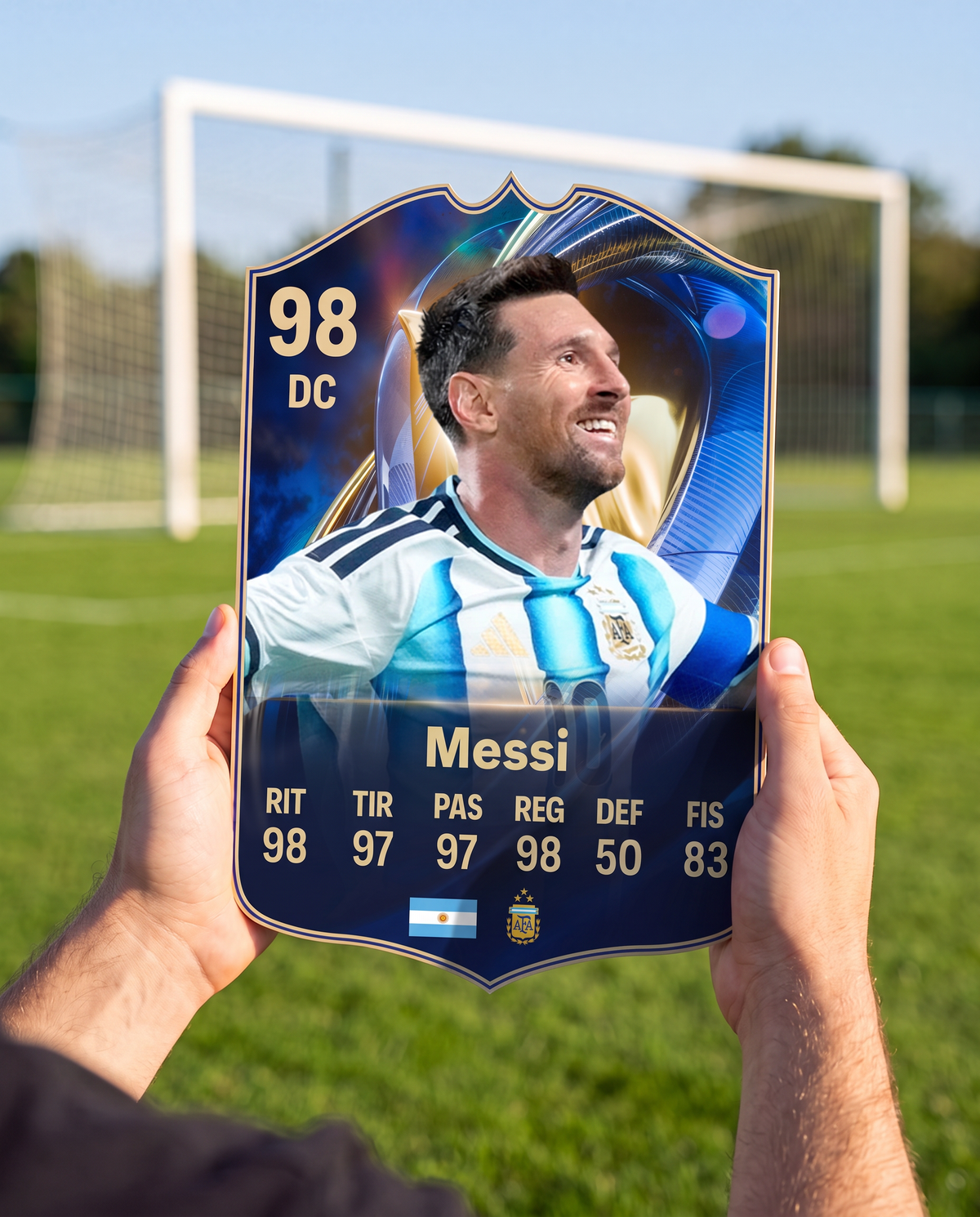 Diseño 3 — carta de Messi en la cancha — Regalos de Fútbol