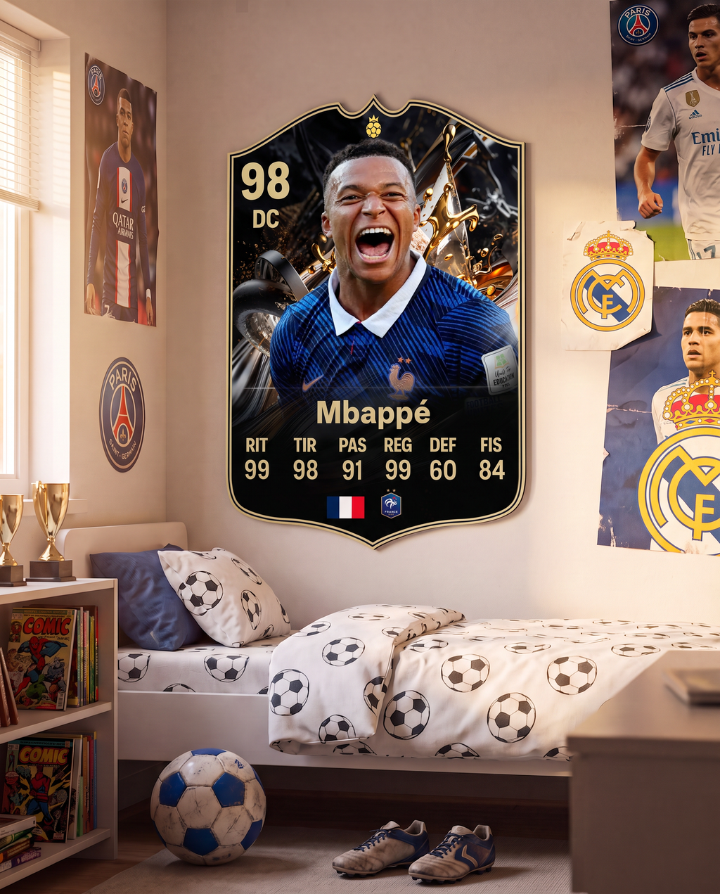 Diseño 8 — carta de Mbappé en la pared — Regalos de Fútbol