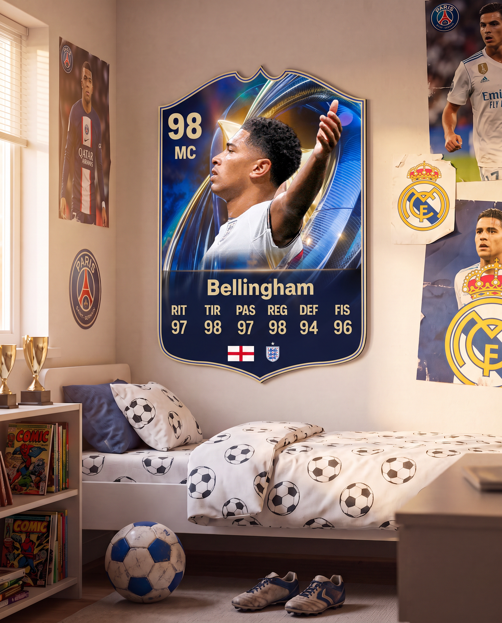 Carta de Bellingham colgada en la pared de la pieza — Regalos de Fútbol