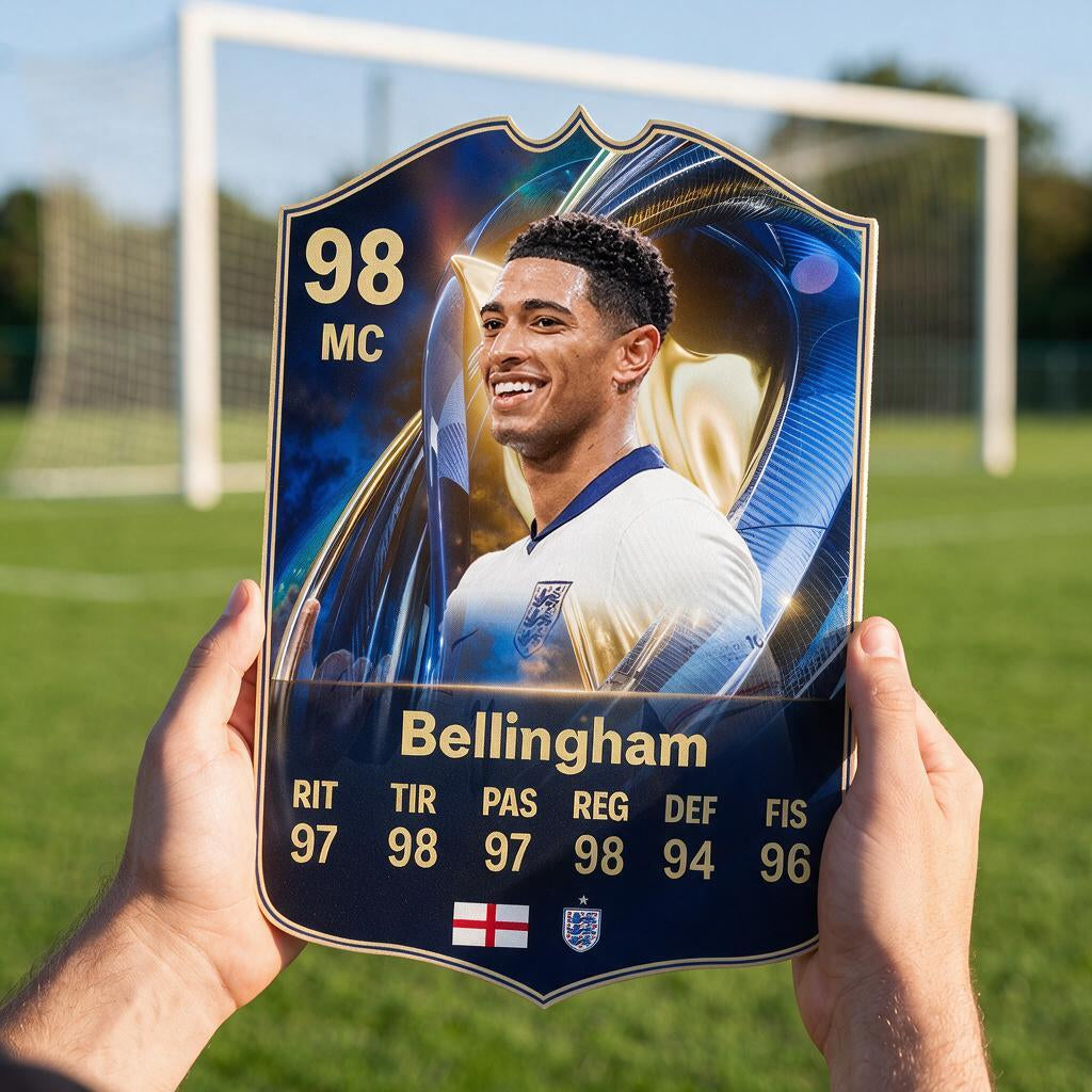 Diseño 3 — carta de Bellingham en la cancha — Regalos de Fútbol