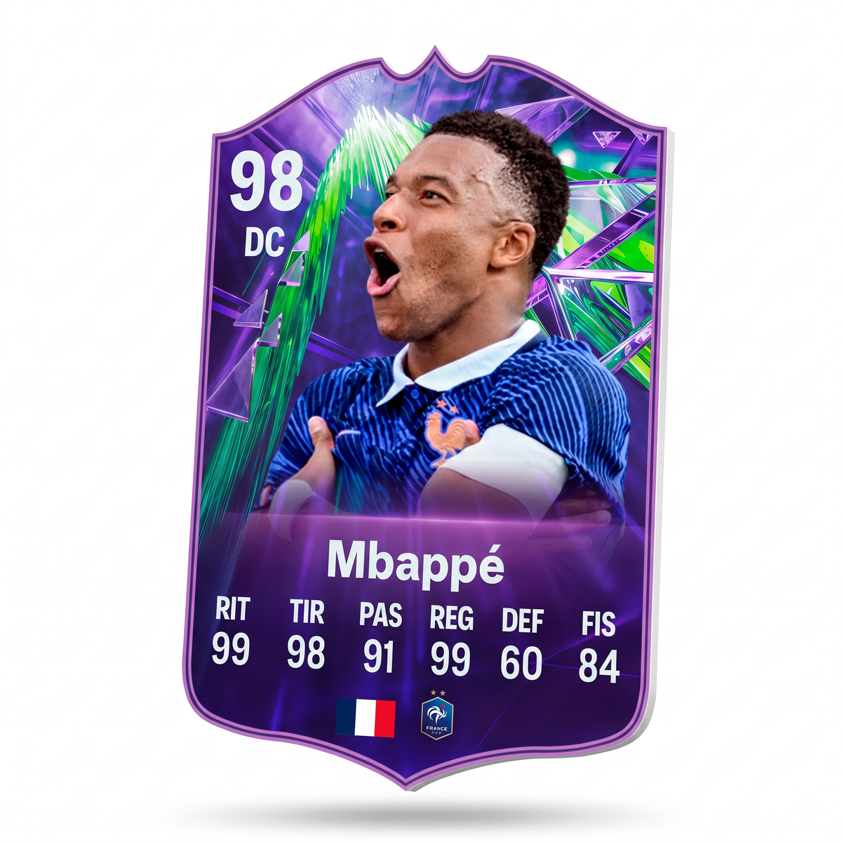 Diseño 4 — carta 3D de Mbappé en foamex — Regalos de Fútbol