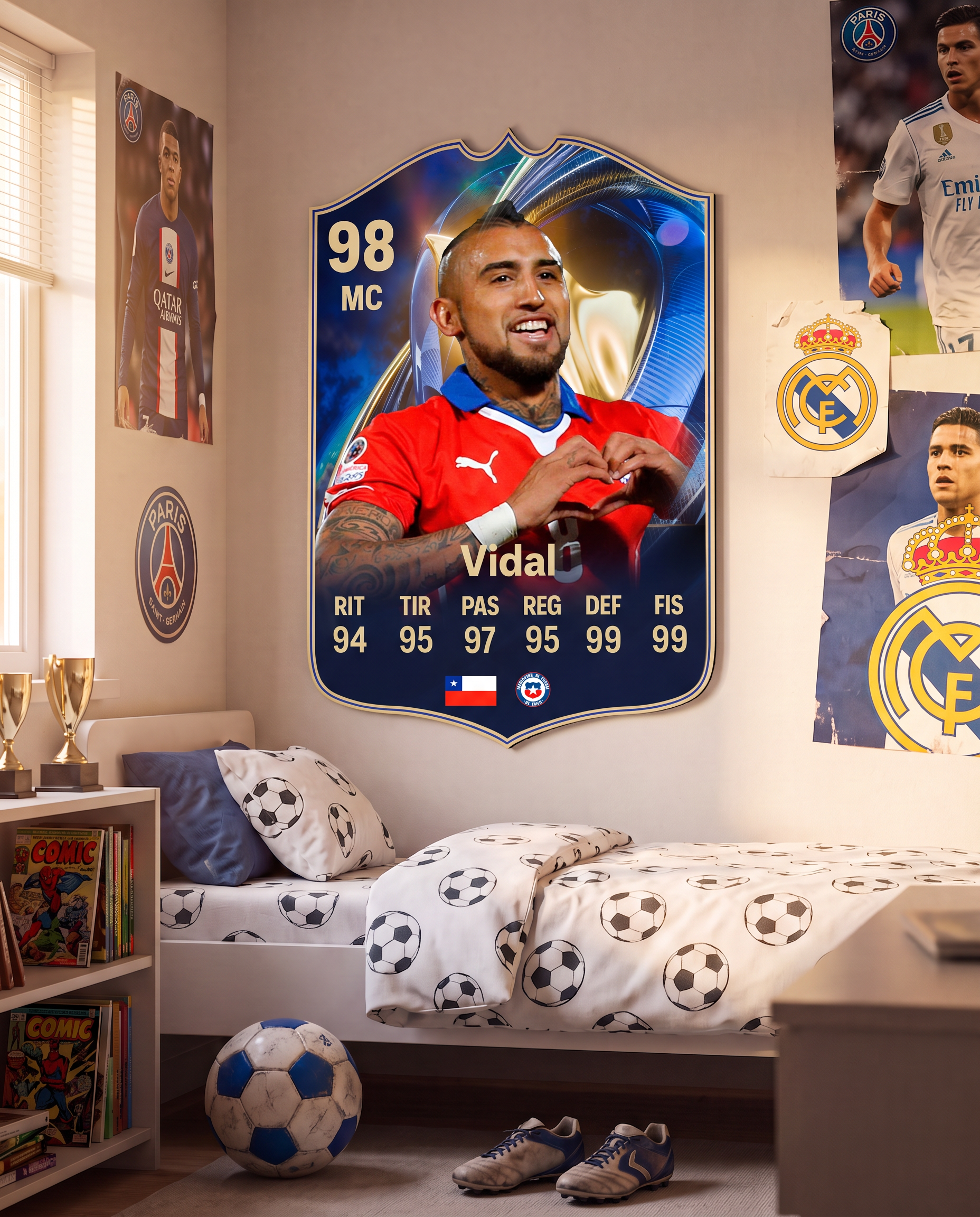 Carta de Arturo Vidal colgada en la pared de la pieza — Regalos de Fútbol