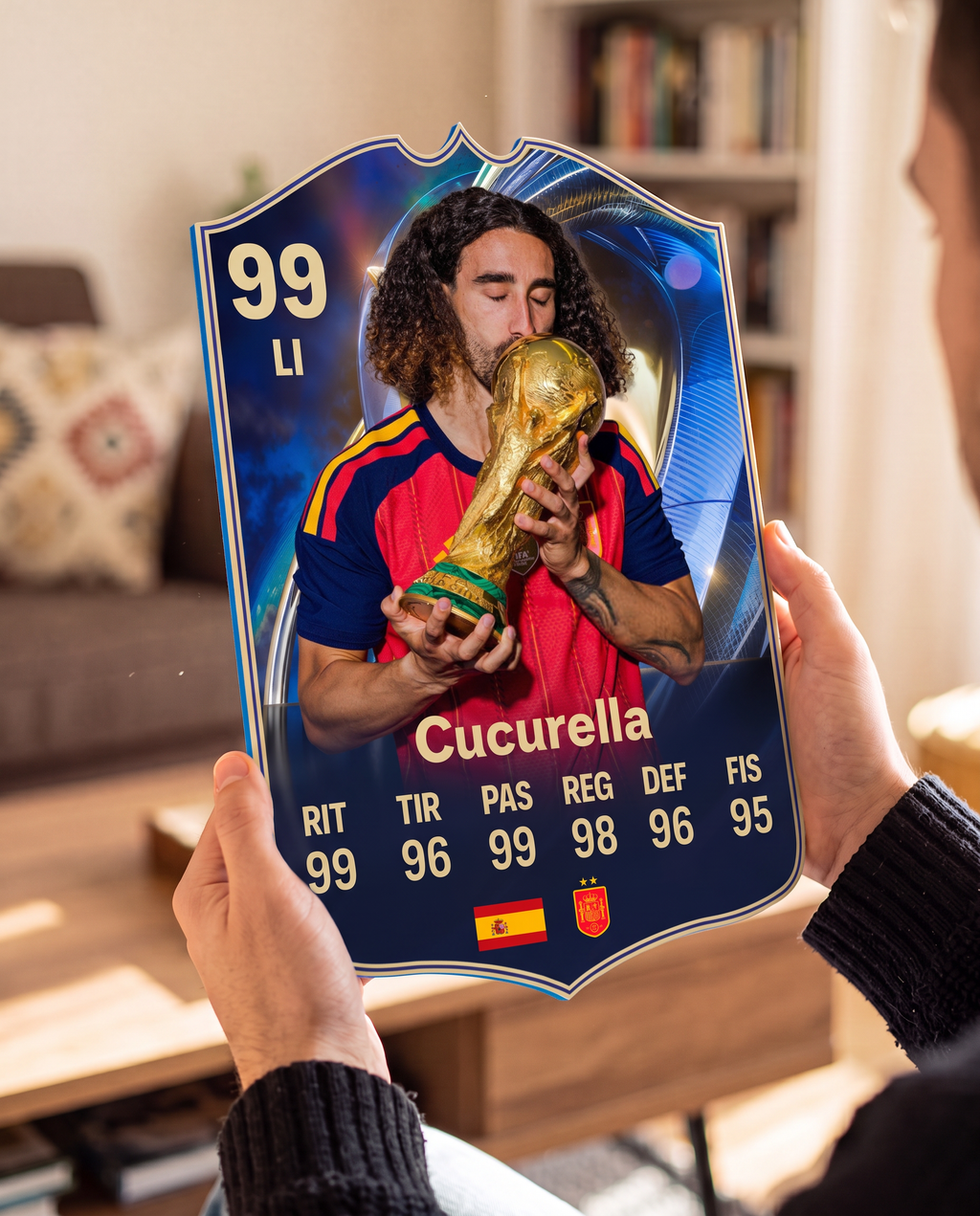 Diseño 2 — carta de Cucurella en las manos — Regalos de Fútbol
