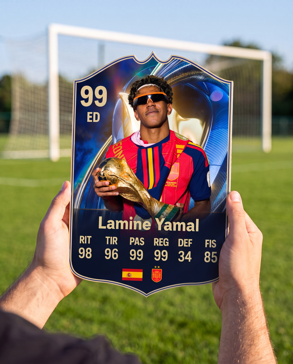 Diseño 2 — carta de Lamine Yamal en la cancha — Regalos de Fútbol