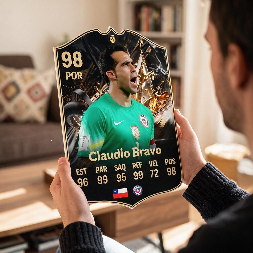 Diseño 2 — carta de Claudio Bravo en las manos — Regalos de Fútbol