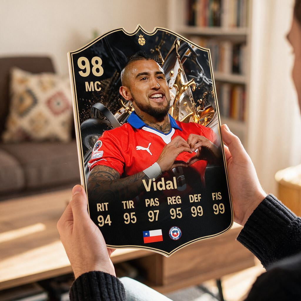 Diseño 1 — carta de Vidal en las manos — Regalos de Fútbol