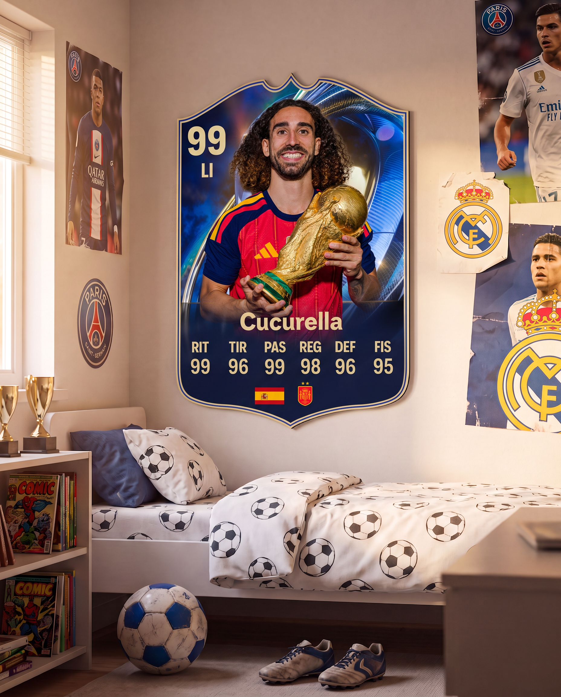 Carta de Cucurella colgada en la pared de la pieza — Regalos de Fútbol