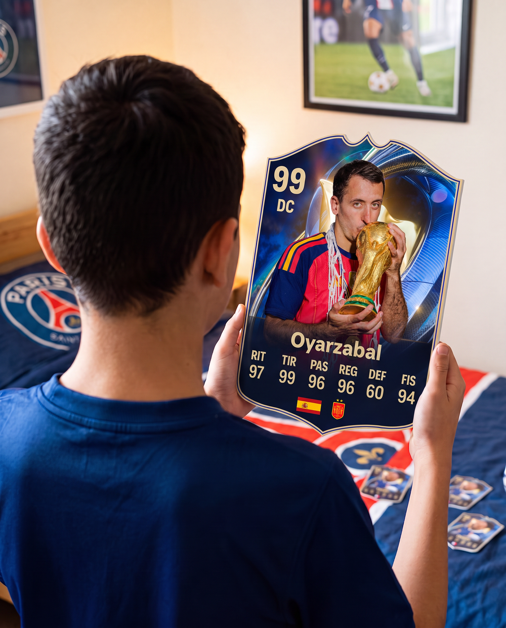 Niño con la carta de Oyarzabal en su pieza — Regalos de Fútbol