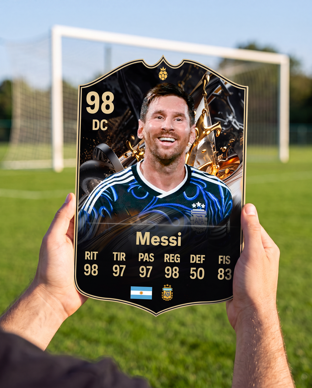 Diseño 5 — carta de Messi en la cancha — Regalos de Fútbol