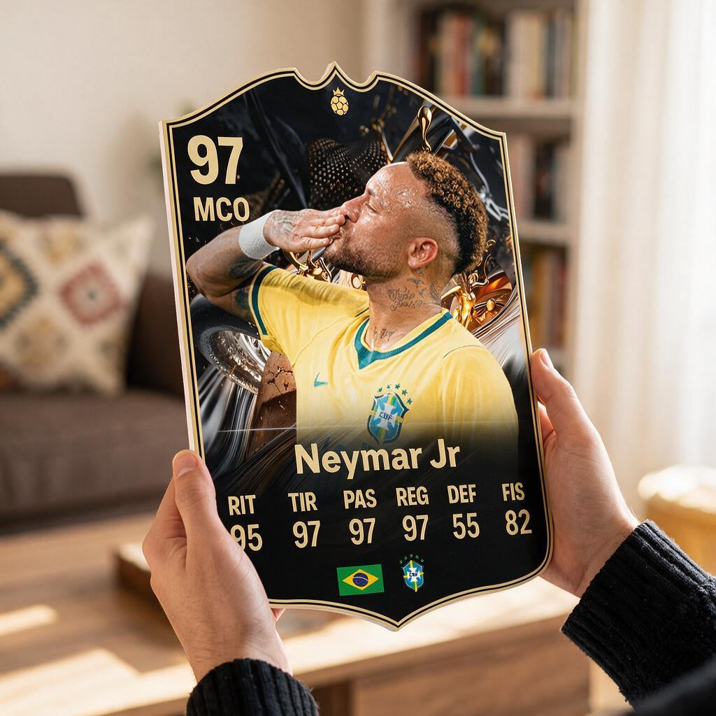 Diseño 1 — carta de Neymar Jr en las manos — Regalos de Fútbol
