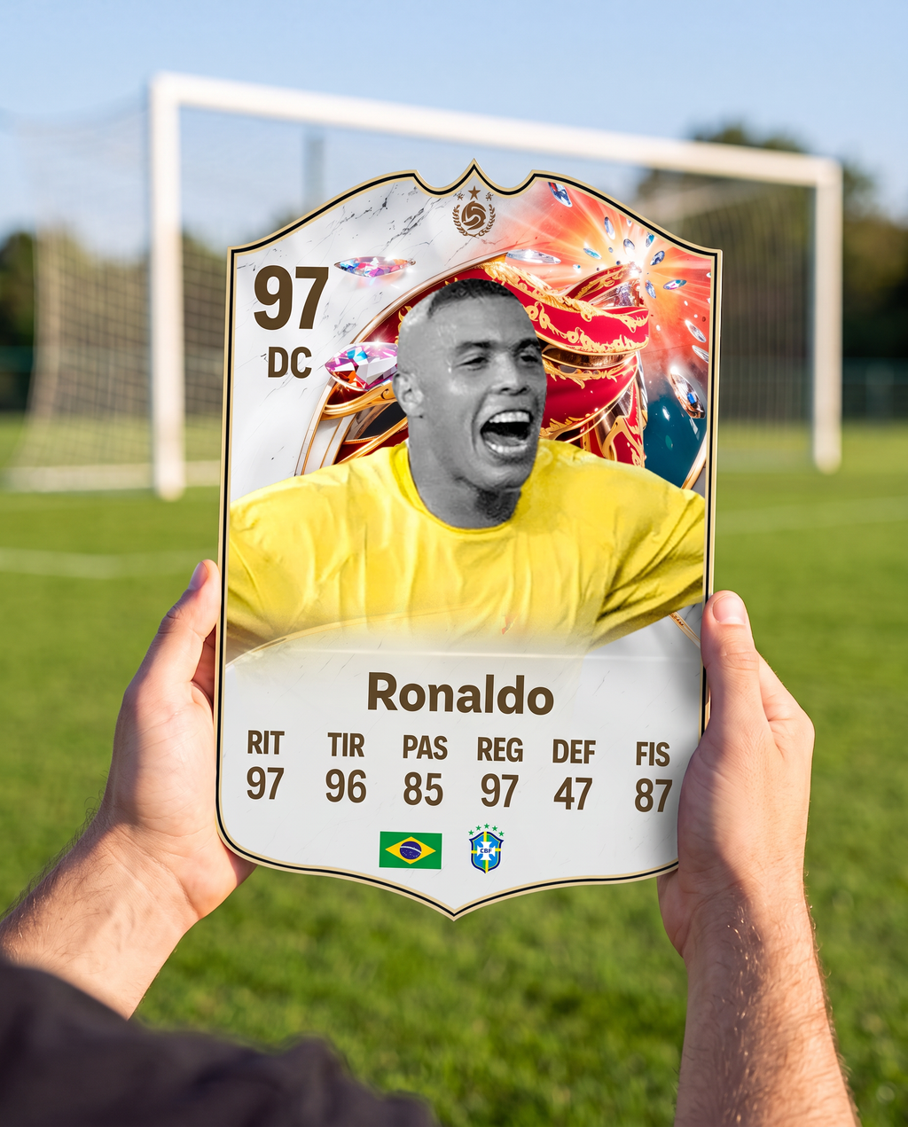 Carta coleccionable de Ronaldo en la cancha — Regalos de Fútbol