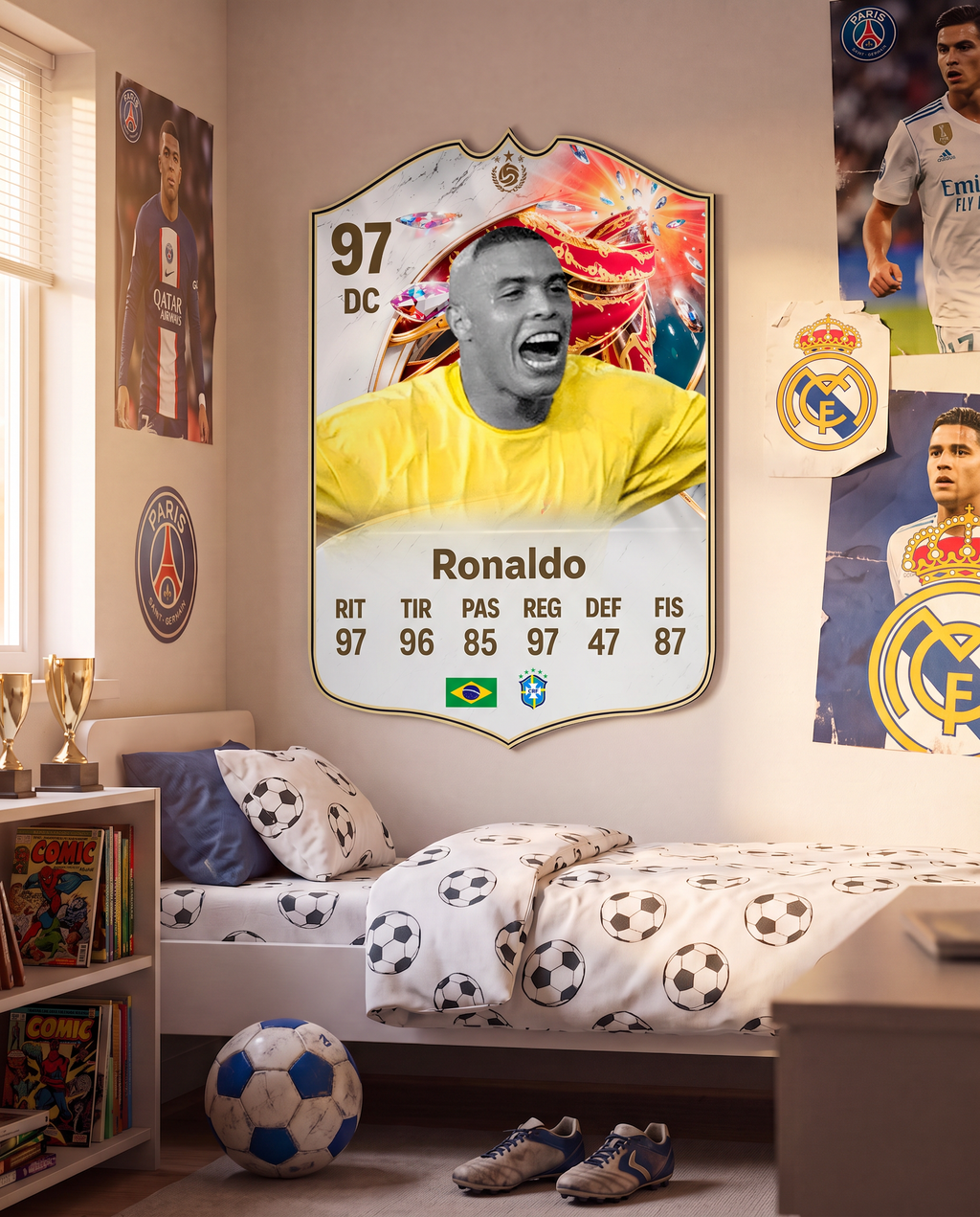 Carta de Ronaldo colgada en la pared de la pieza — Regalos de Fútbol