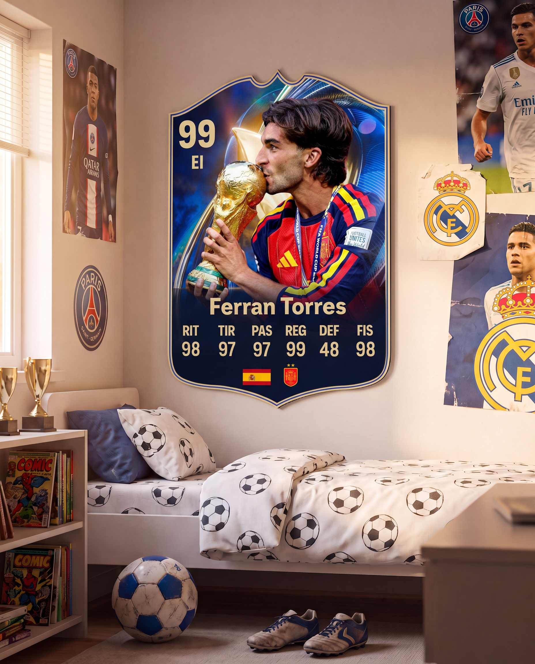 Diseño 2 — carta de Ferran Torres en la pared — Regalos de Fútbol